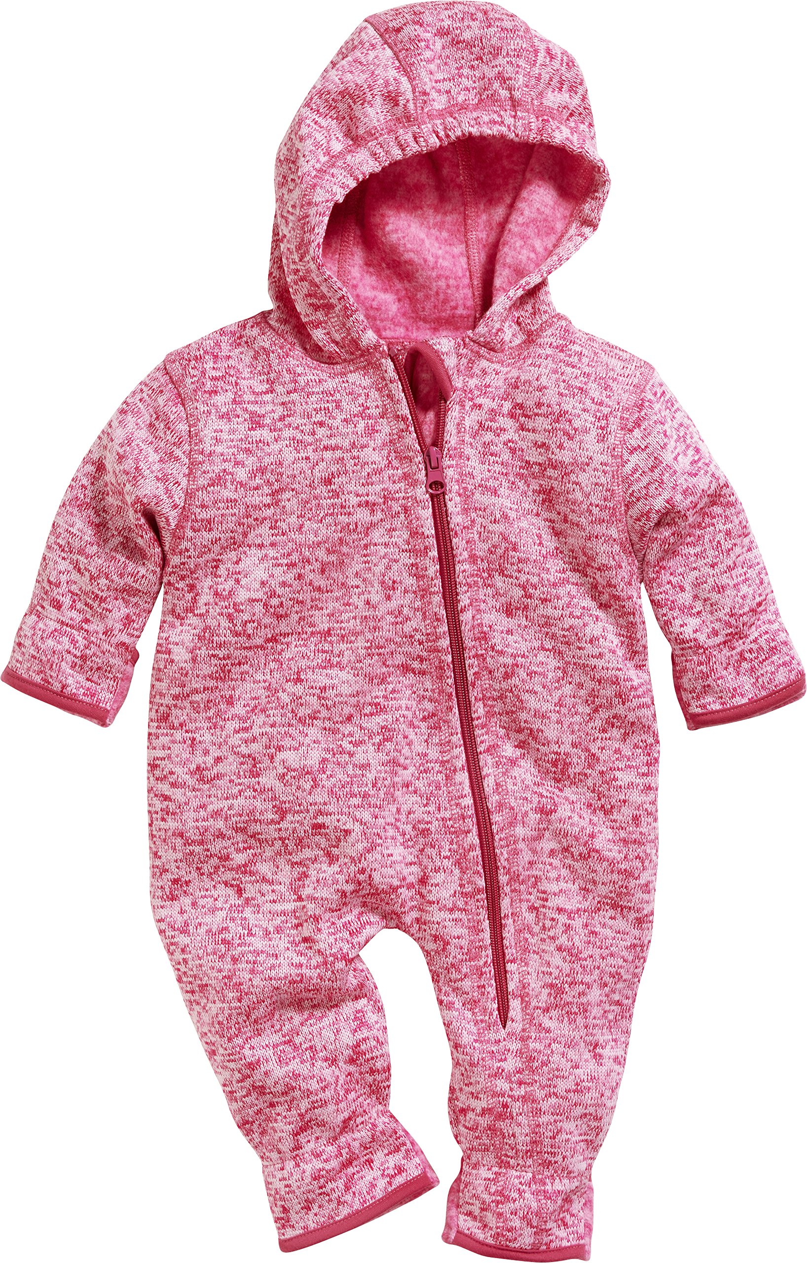 Playshoes Dziecięcy kombinezon polarowy, oddychający kombinezon unisex dla chłopców i dziewczynek, z długim zamkiem błyskawicznym i kapturem, melanżowy wzór, 18 - różowy, 74