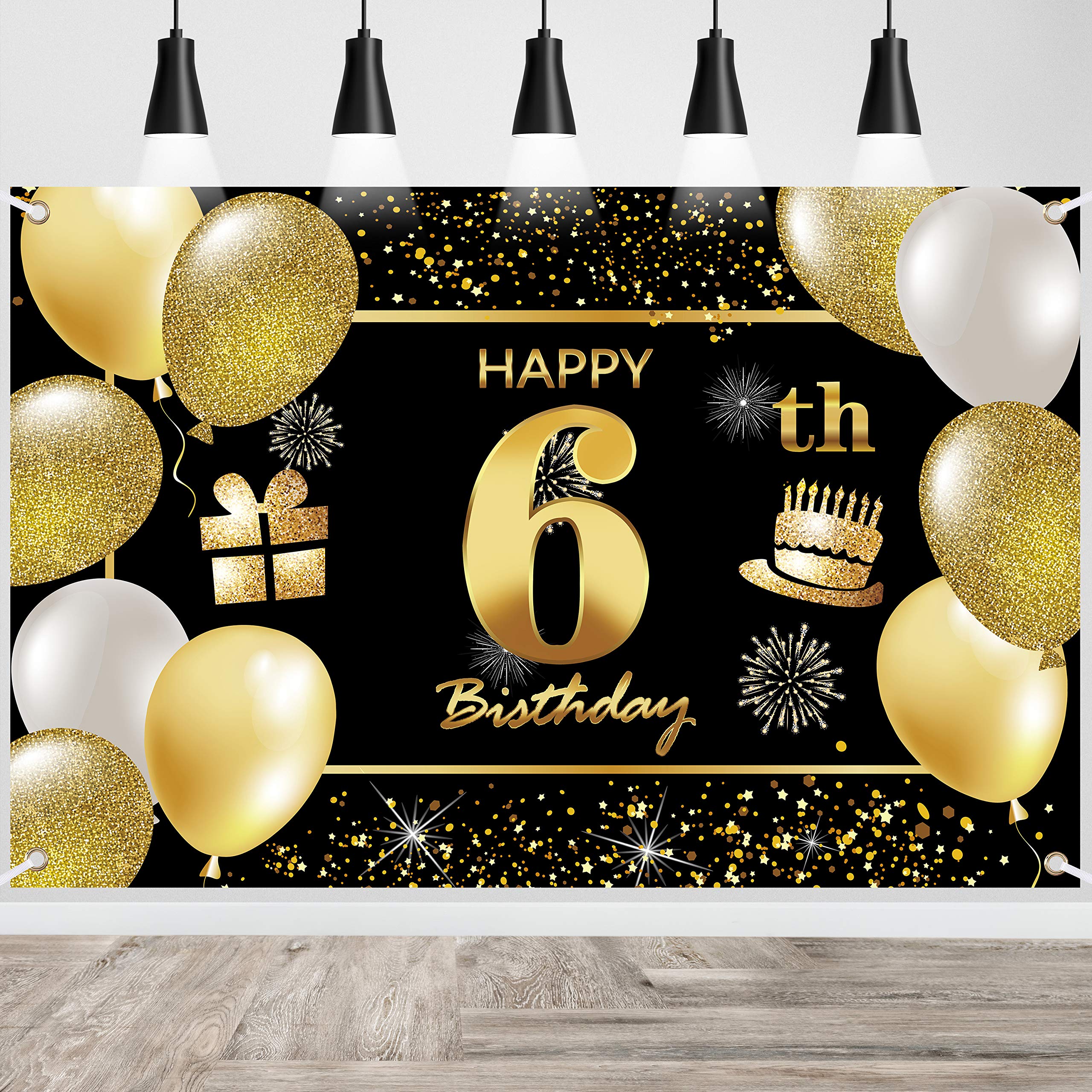 6th Happy Birthday Banner IMISI Birthday Decorations Birthday Backdrop Decorations for a Party