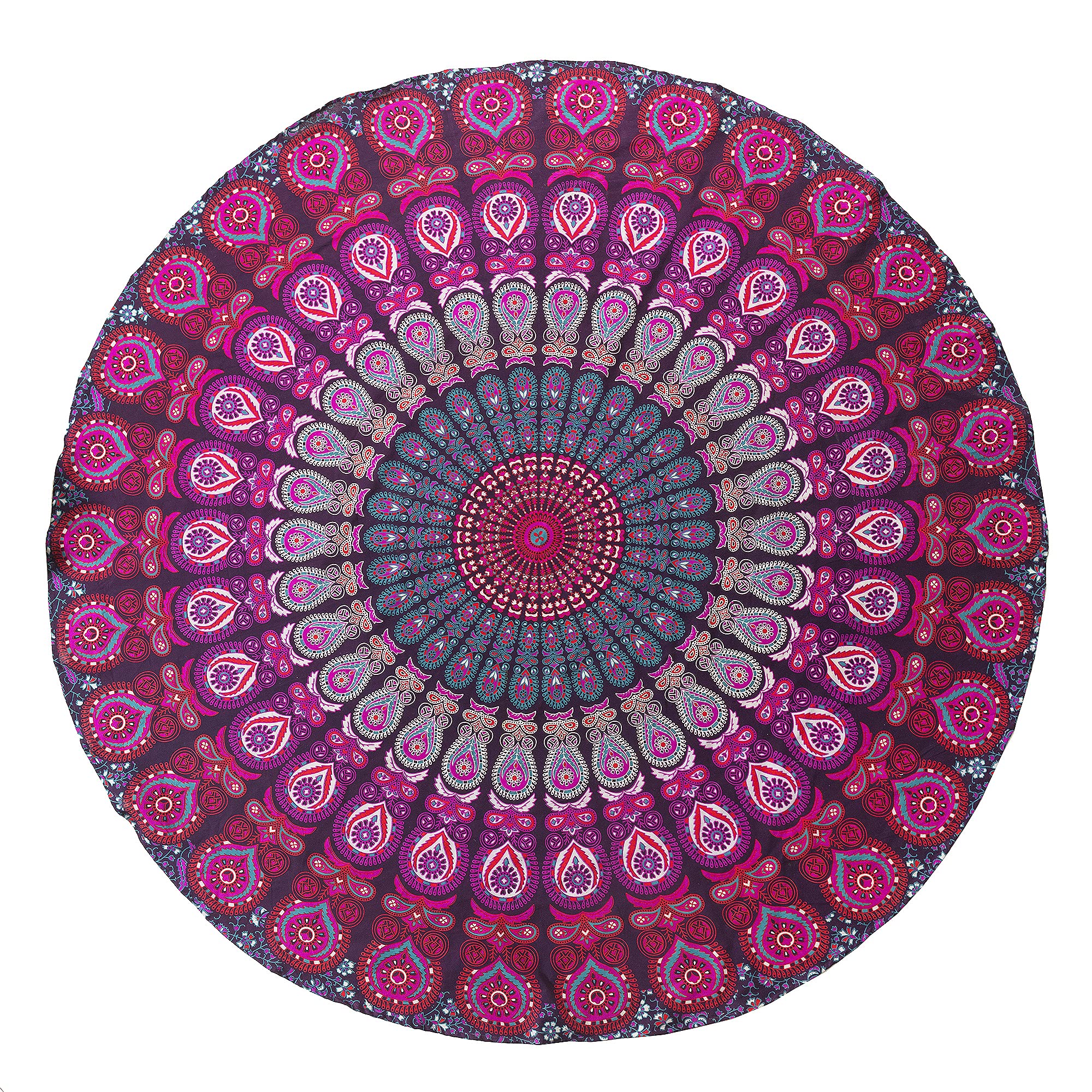 Popular Handicrafts Runder Wandteppich mit Quaste, Wandbehang, Ombre, Hippie, Mandala, Bohemian, Hippie, aufwendige indische Wandteppiche, Tischdecke, 178 cm, Grün