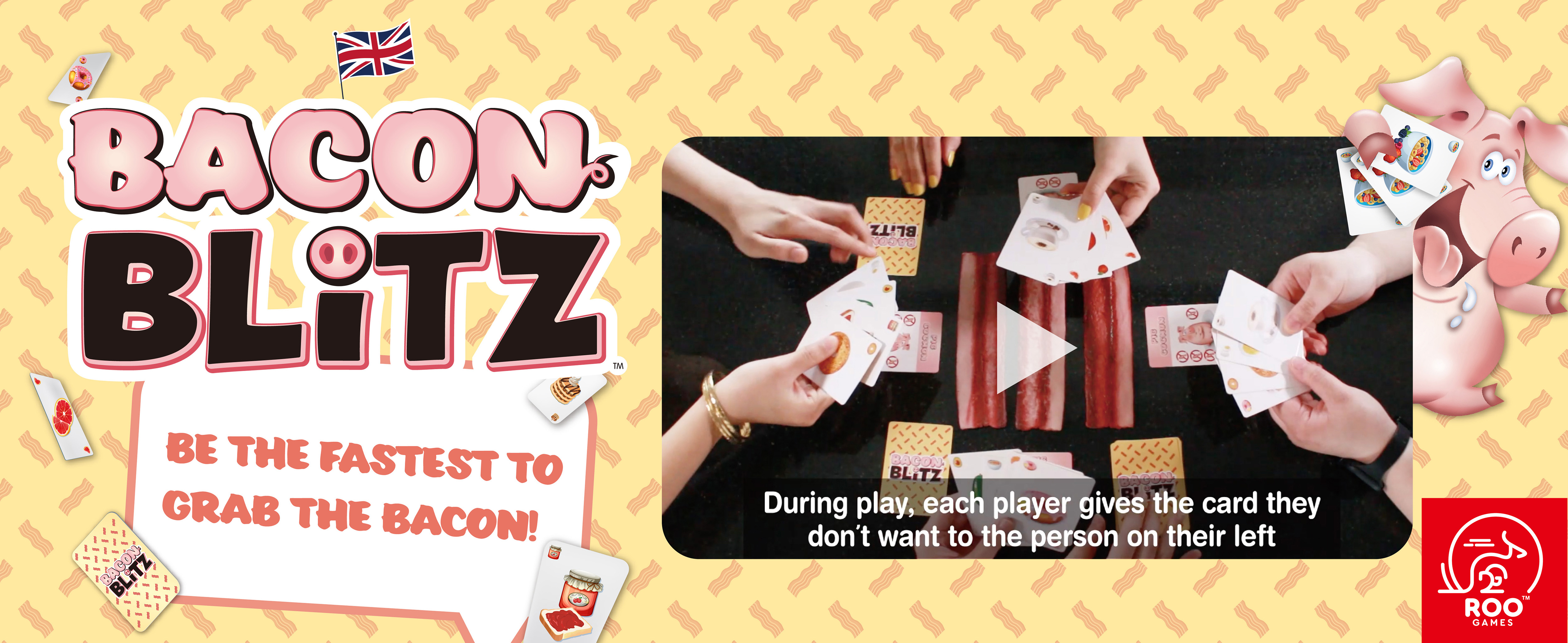 Gladius Bacon Blitz – Jeu de cartes sur le thème du brunch rapide avec cochons, bacon et cartes alimentaires – À partir de 6 ans – 3 à 5 joueurs Gladius Bacon Blitz – Jeu de cartes sur le thème du brunch rapide avec cochons, bacon et cartes alimentaires – À partir de 6 ans – 3 à 5 joueurs