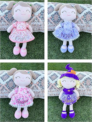 Miniatura 4 de Gloveleya Muñeca personalizada con tu nombre  Linda muñeca de felpa suave personalizada floral amarilla para niñas, muñeca de felpa, regalos