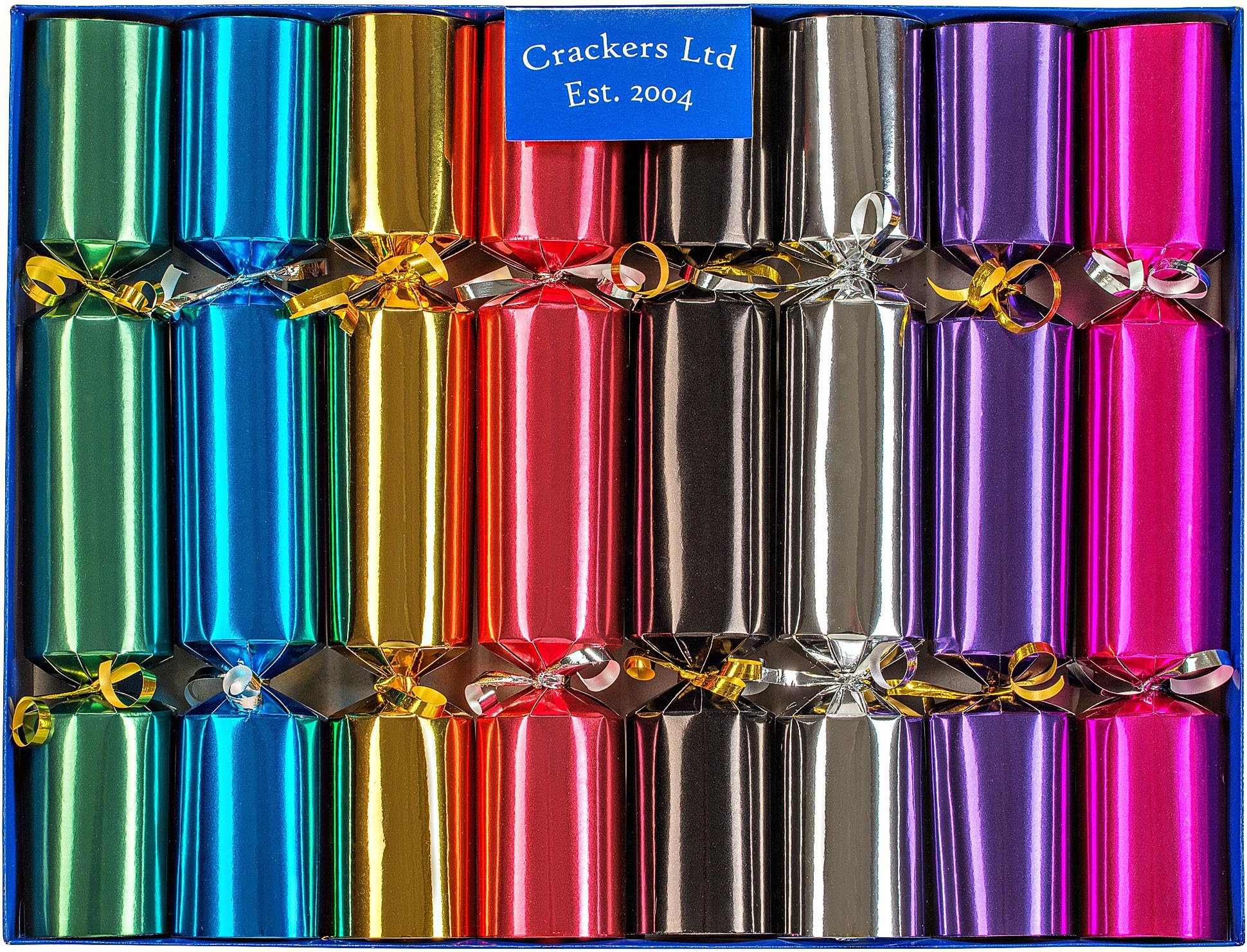 Crackers Glass Figurine Christmas Box of 8 with assorted collectable glass animals