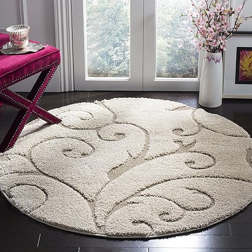 SAFAVIEH - Colección Florida Shag SG455 alfombra afelpada con vides enrolladas espirales elegantes con textura no pierde pelo para sala de estar