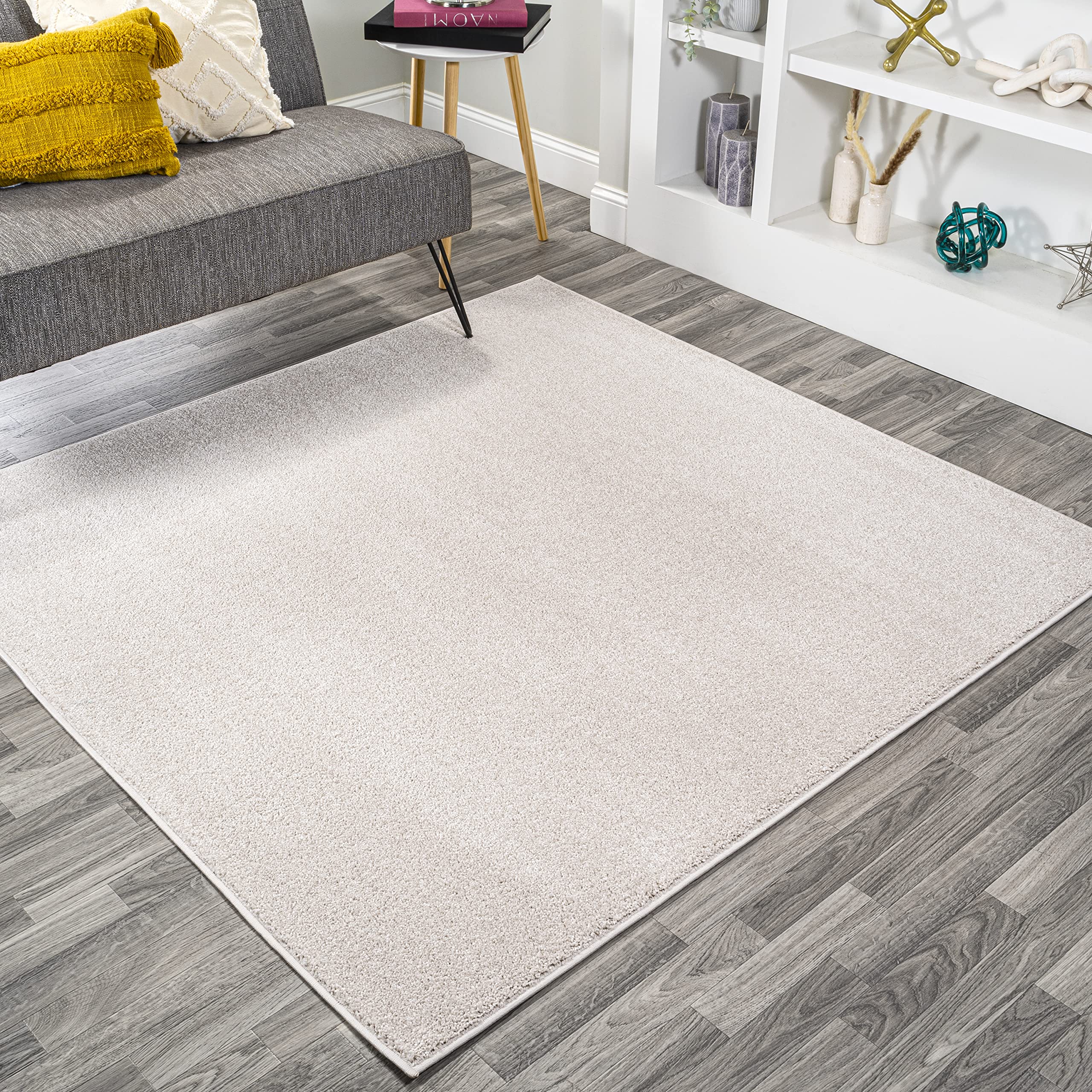 JONATHAN Y SEU100D-6SQ Haze Solid Low-Pile Indoor Area Rug, Coastal, Bohemian, Minimalist, Classic, Casual for Bedroom,Kitchen,Living Room,Non Shedding,Easy-Washing, Ivory, 6' Square