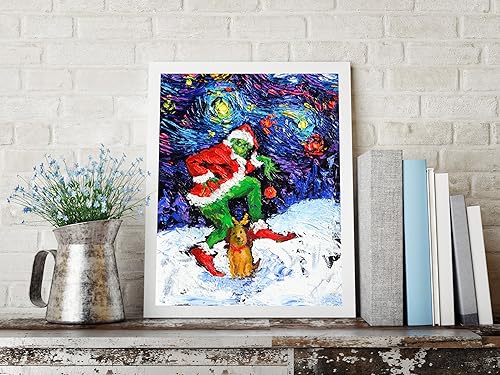 Miniatura 2 de Uhomate Pósteres de adornos de Navidad de Vincent Van Gogh, pósteres de noche estrellada, lienzo para el hogar, impresión de pared, decoración de