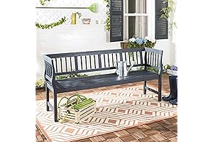 Safavieh PAT6732K Outdoor Collection Farmhouse Bench with Back
