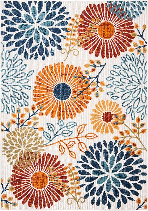The SAFAVIEH Cabana Collection Accent Rug is a stylish and durable 4' x 6' area rug that features a creme and red floral design. This rug is ideal for both indoor and outdoor use, making it perfect for patios, backyards, and mudrooms. The low pile height and non-shedding properties of this rug make it easy to clean and maintain, while also providing a comfortable and inviting feel to any space.