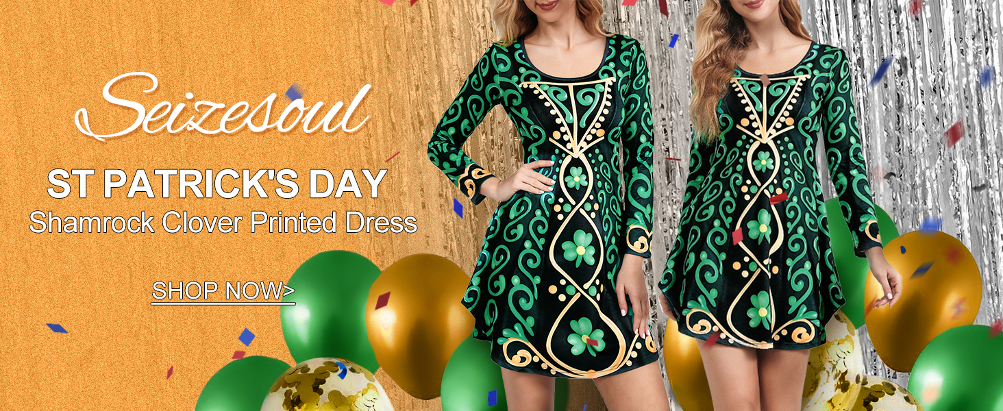 Amazon.com: Women St. Patrick's Day Outfits Long Sleeves Shamrock Clover Printed Flare Dress : Clothing, Shoes & Jewelry Amazon.com: Women St. Patrick's Day Outfits Long Sleeves Shamrock Clover Printed Flare Dress : Clothing, Shoes & Jewelry