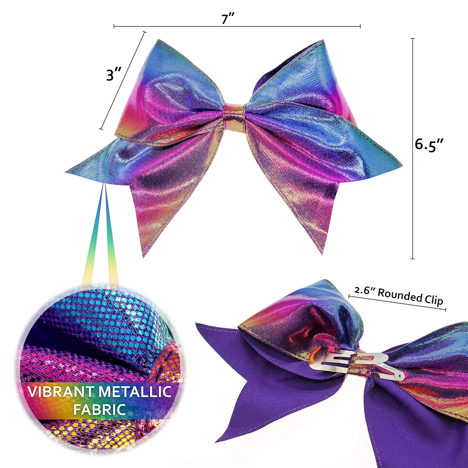 FROG SAC 4pcs Tie Dye Mermaid Hair Bows for Girls, Large Cheer Bow For Kids, Sparkly Cute Little Girl Hair Accessories, 6 Inches Grosgrain Ribbon Child Bow Pack, Birthday Party Favors