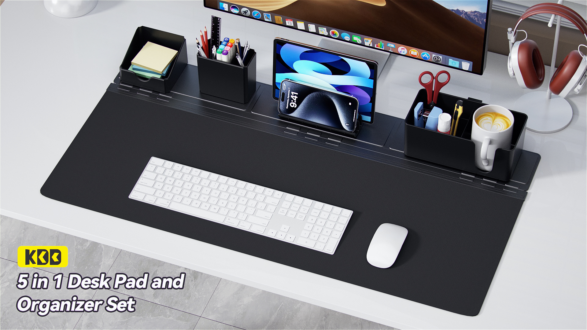 Amazon.com: KDD Desk Pad and Magnetic Organizer Set - 5 in 1 Large