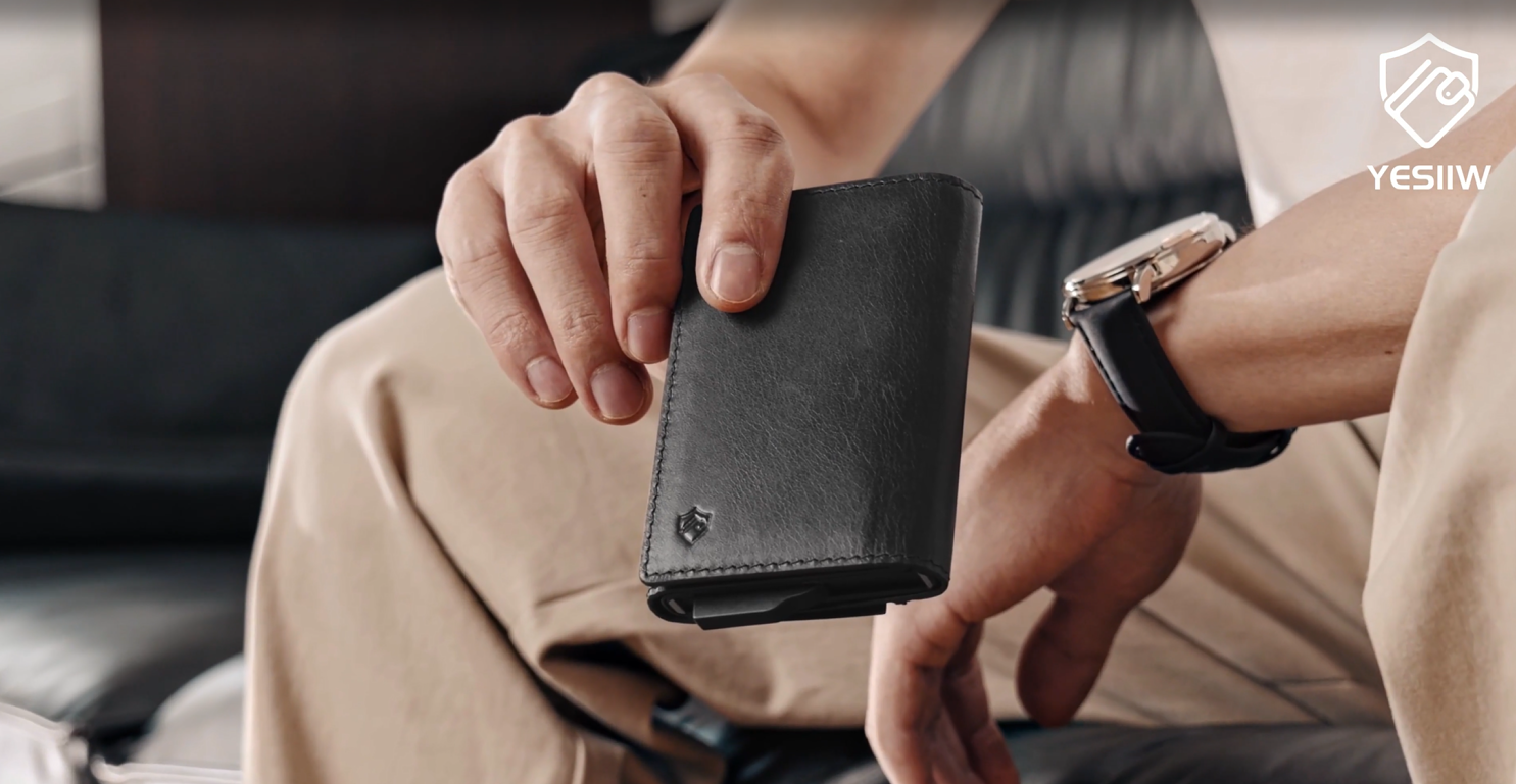 Portafoglio Uomo Pelle Pu Slim Porta Carte Di Credito RFID PER TESSERE