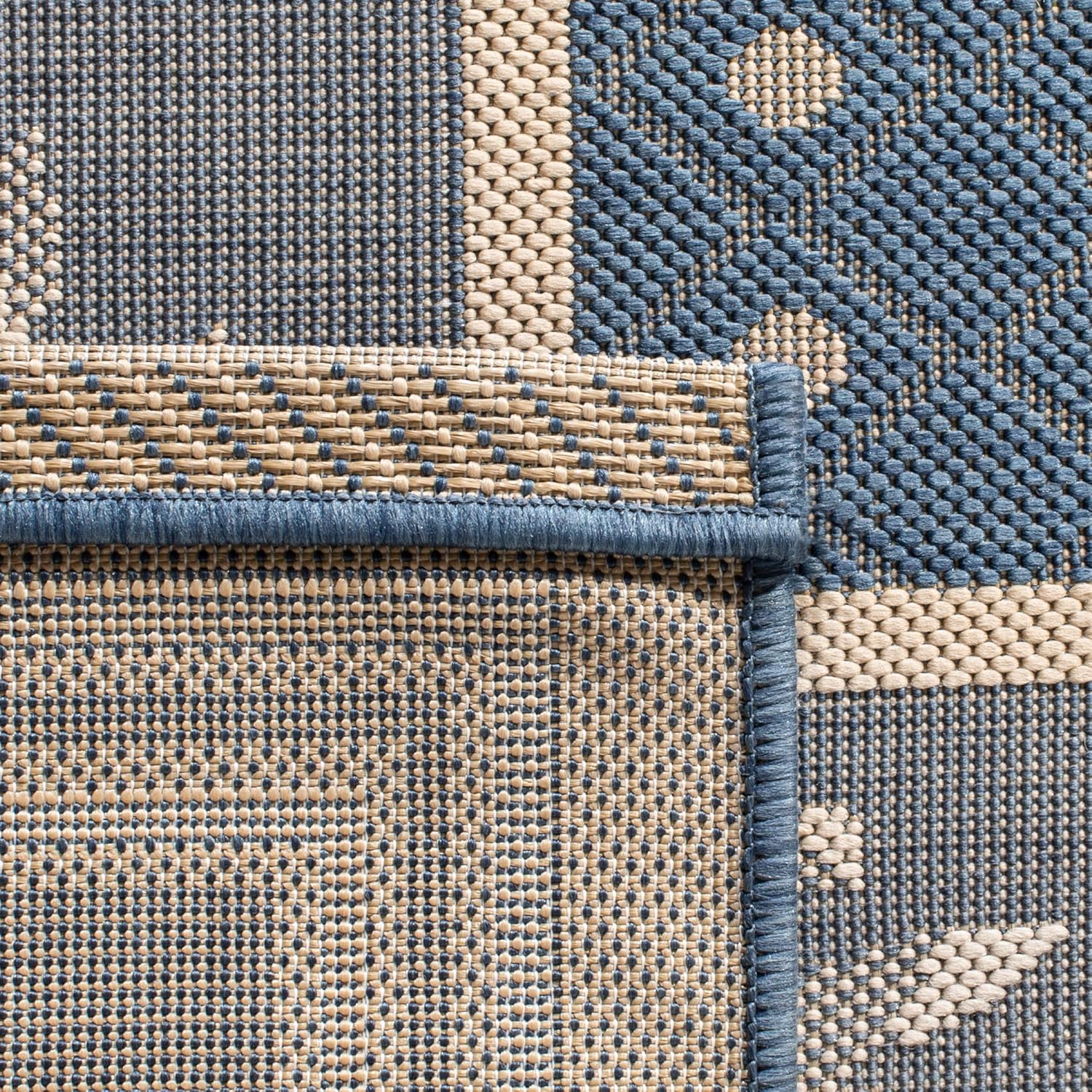Blue Rectangular Synthetic Floral Outdoor Area Rug