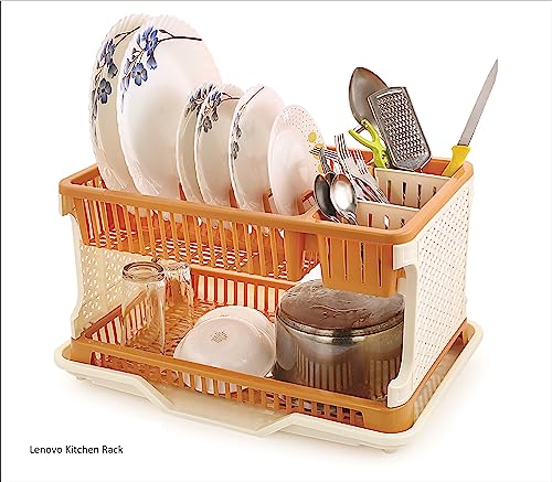 Image of ARISTO Elite Plastic Tiered Shelf Floor Mount Kitchen Organizer Rack With Water Storing Tray (Assorted),(51 X 33 X 27 )Cm