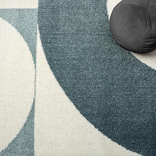 Miniatura 8 de Abani Deco Collection - Alfombra de área, diseño geométrico moderno cremaverde, 5 pies 3 pulgadas x 7 pies 6 pulgadas, fácil de limpiar, duradera