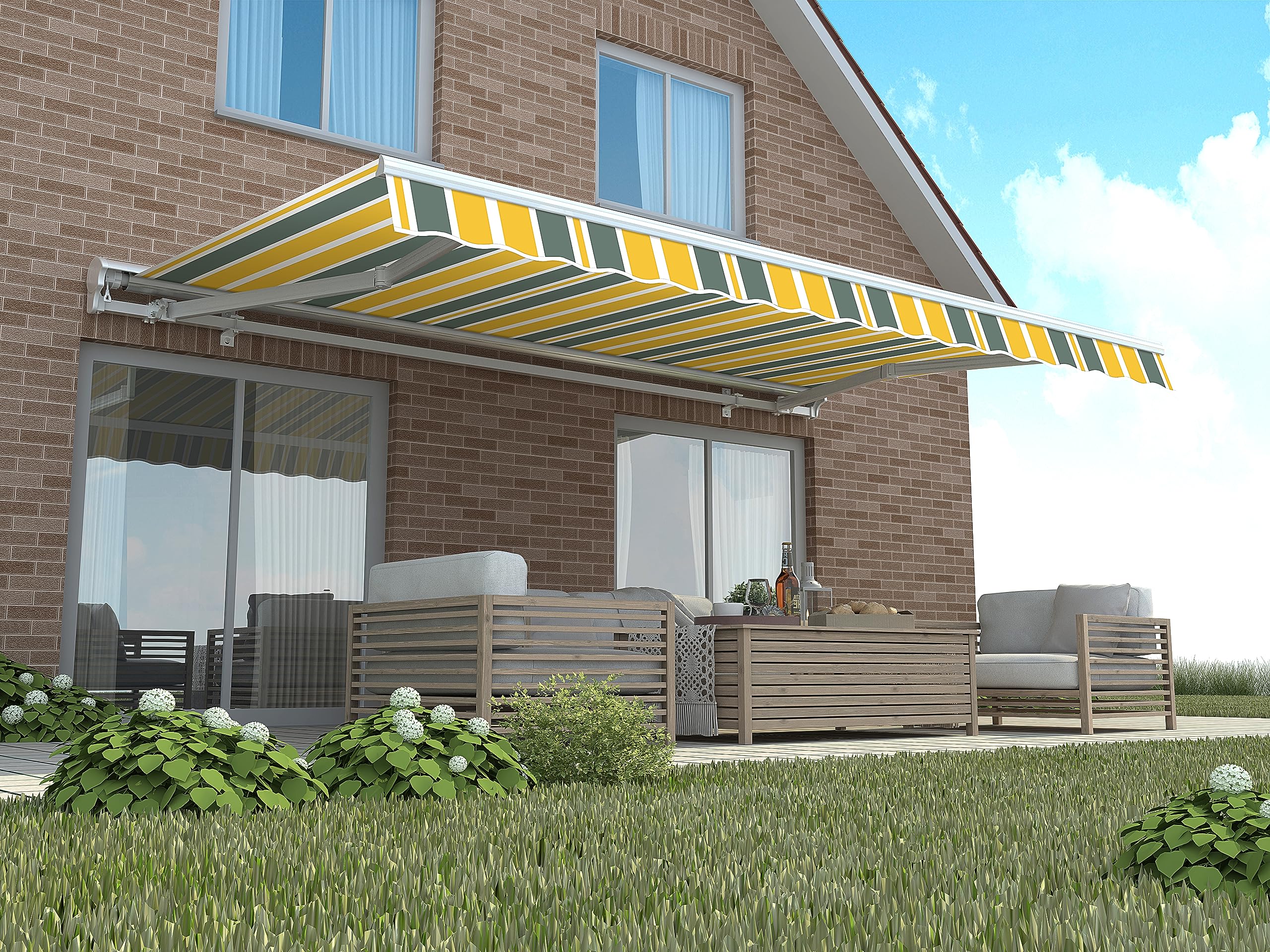 Markisenstoff 350x300cm Gelb - Wasserdichter Ersatz Für Terrassenmarkisen