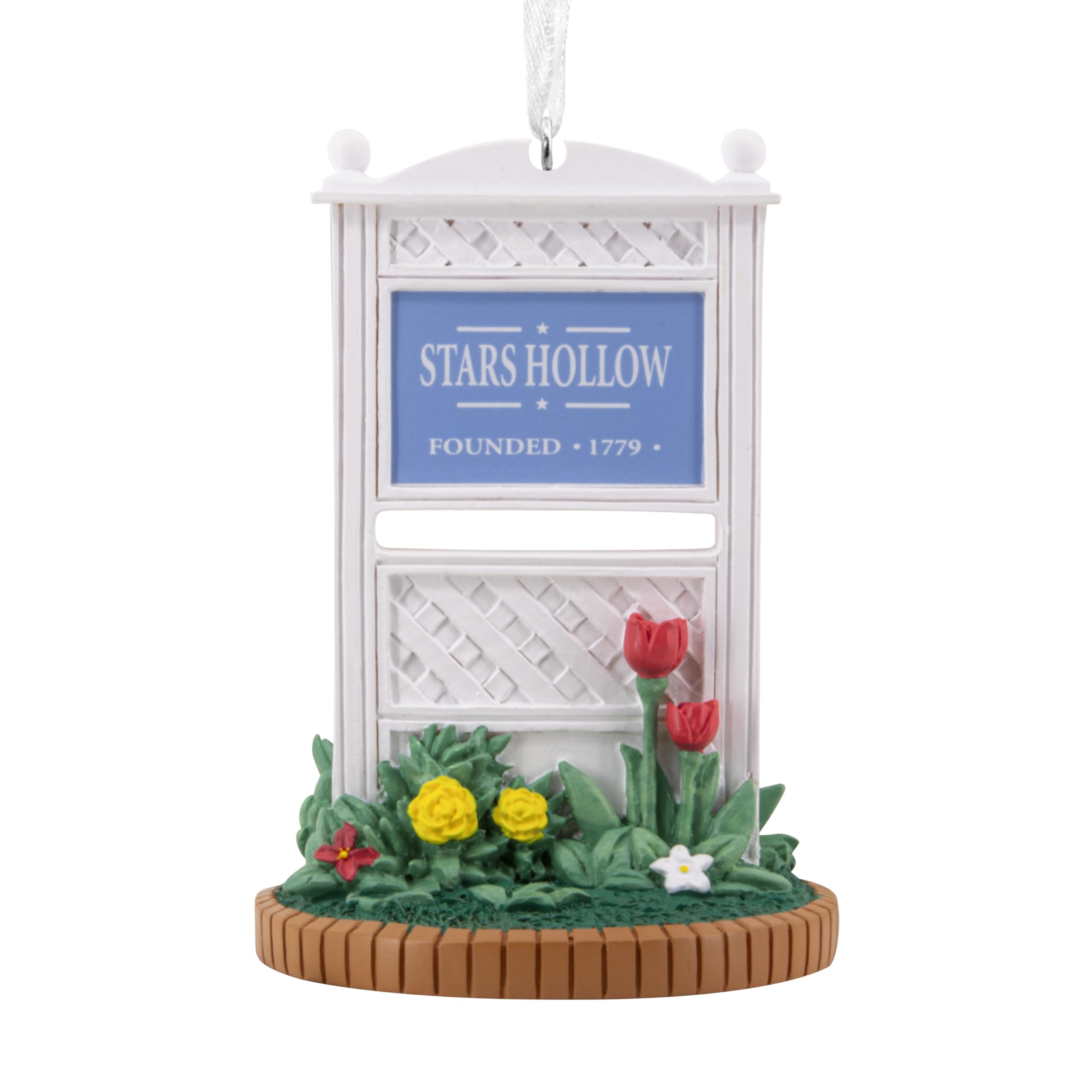 Hallmark Gilmore Girls Christmas Ornament (Stars Hollow Sign) | Resin Construction, Hanger Attachment for Display, One Collectible Piece, 2.3 x 3.3 in