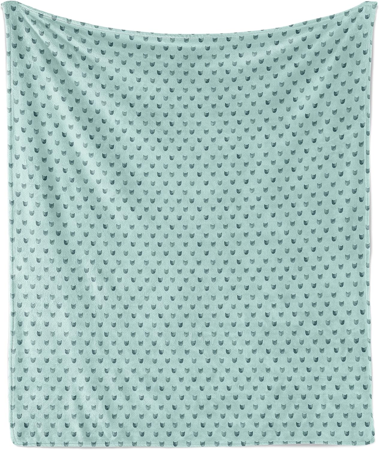 Lunarable Kittens Throw Blanket, Cat Lover Themed Minimalist Pattern of Watercolor Pet Head Silhouettes, Flannel Fleece Accent Piece Soft Couch Cover for Adults, 60" x 80", Pale Teal Pale Seafoam