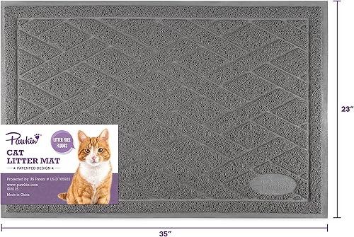 Miniatura 6 de Pawkin Alfombrilla para arena de gato diseño patentado con malla de bloqueo de arena duradera fácil de limpiar suave se adapta debajo de la caja de