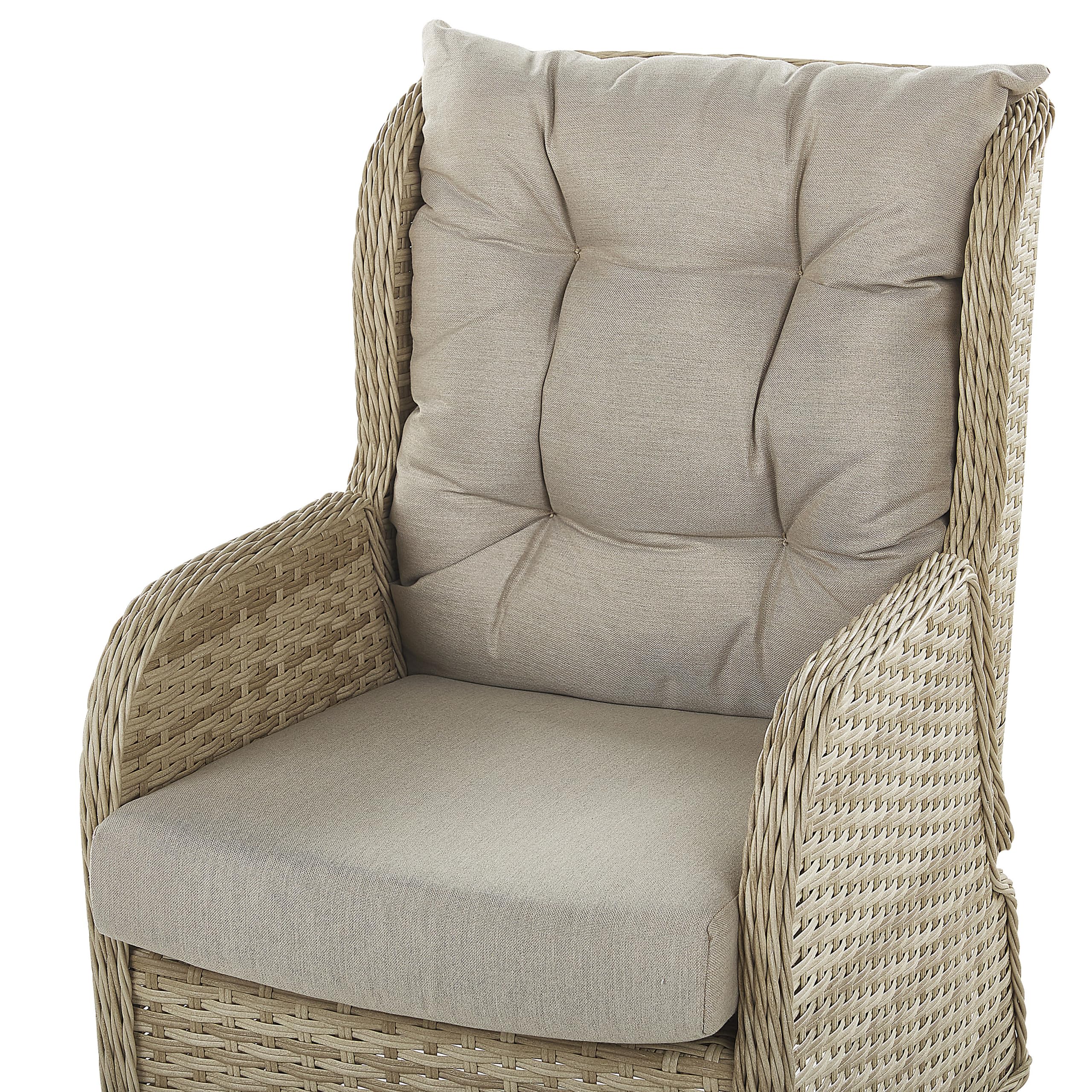 Beliani Lounge Set 5-teilig Rattan natürlich mit Auflagen beige Sessel versellbar Ponza
