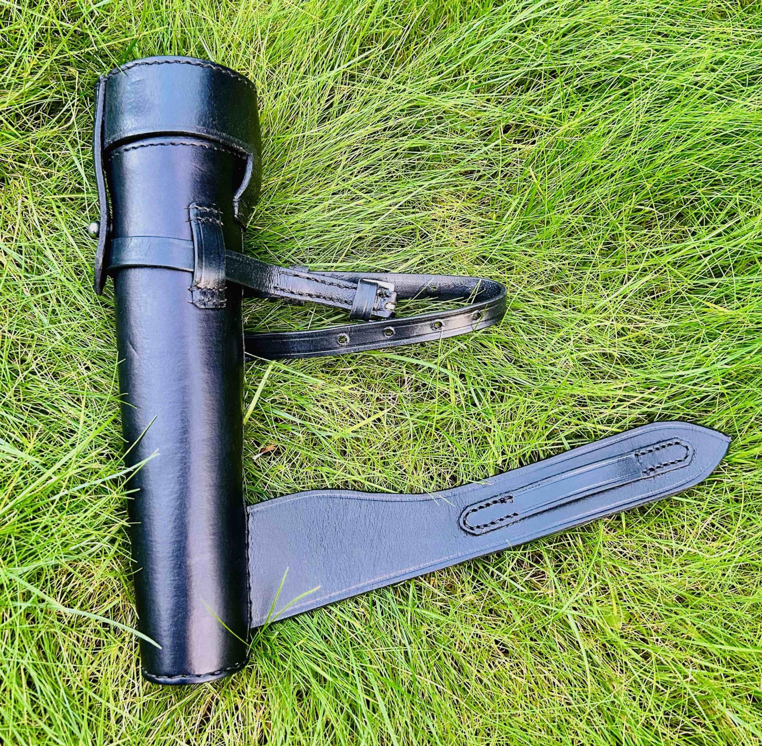 Flasque Cuir Équitation 330ml - Étui Cuir Selle Acier Inoxydable 27cm Noir