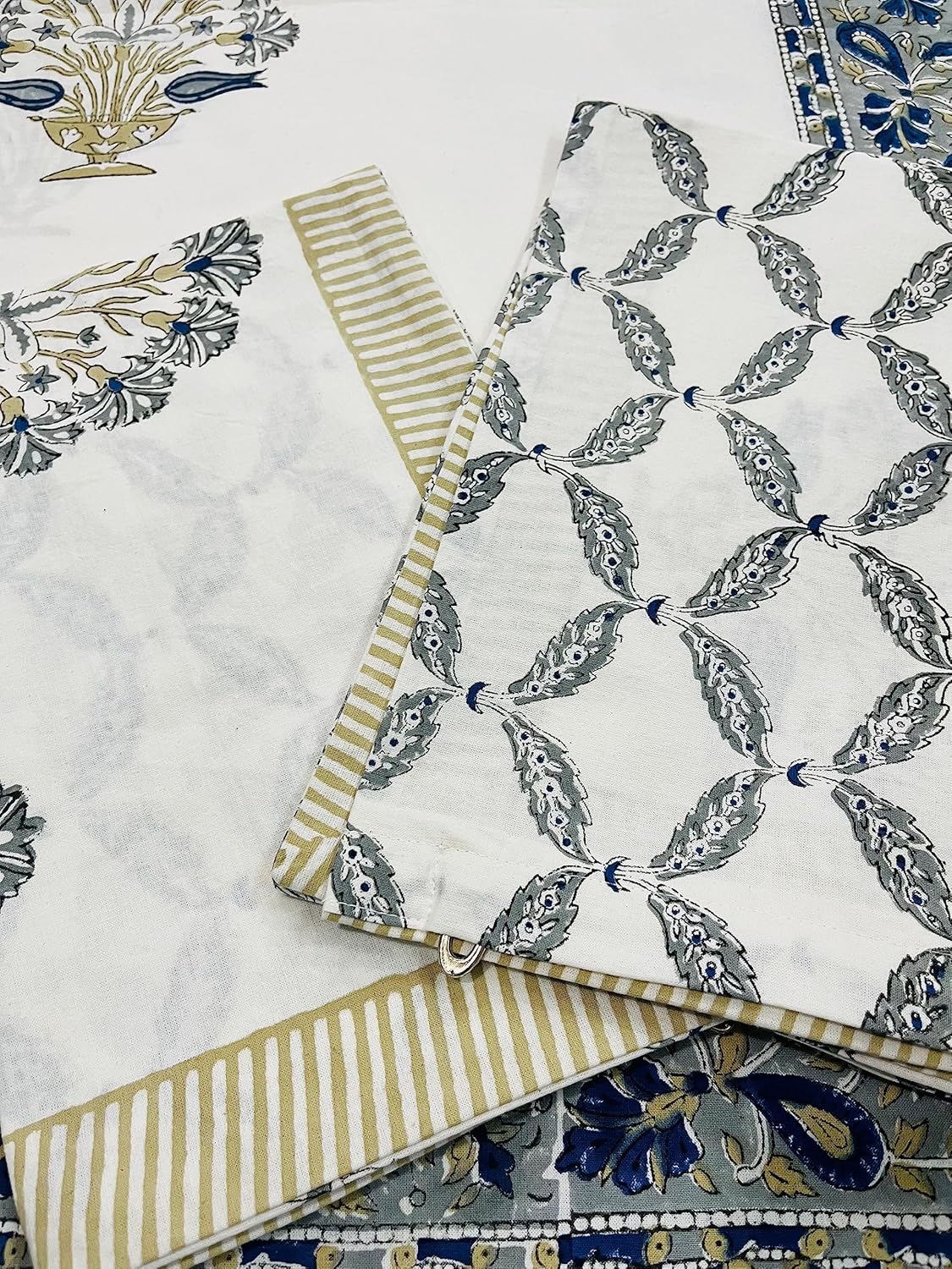 Generic kanthaNtapestryart New Indian Handmade Flat Sheet Sheet brdding Pure Cotton Sheet Bohemian Bedding Decorative Flat Sheet with 2 Pillow Bed Cover (Twin Size 60x90 Inch), Bedsheet11