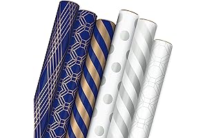 Hallmark Metallic Wrapping Paper Christmas Bundle (6 Rolls: 210 Square Feet Total)...