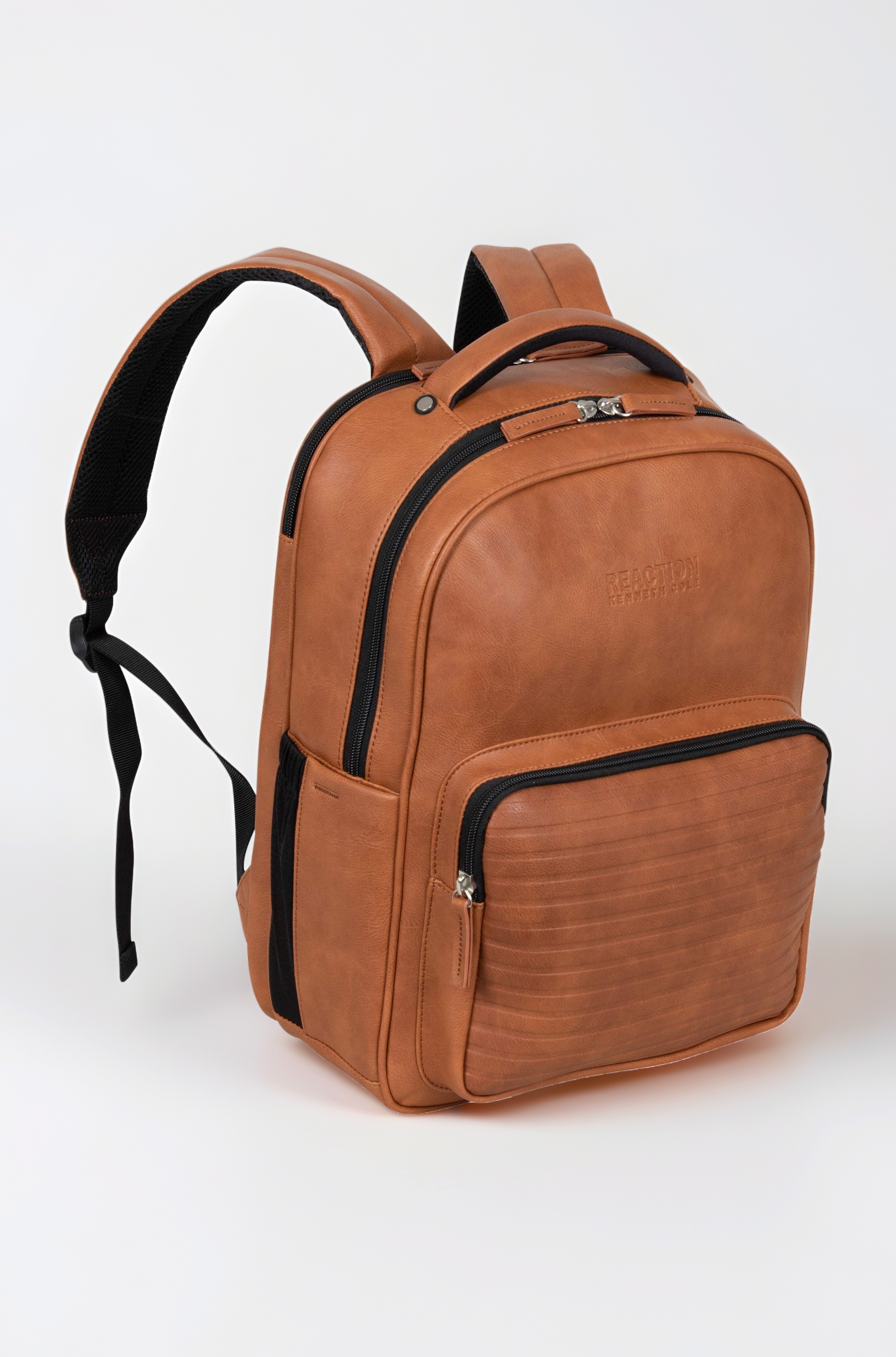 - Reaction On Track Pack Vegan Leather 15.6” Double Compartment Laptop Backpack With RFID