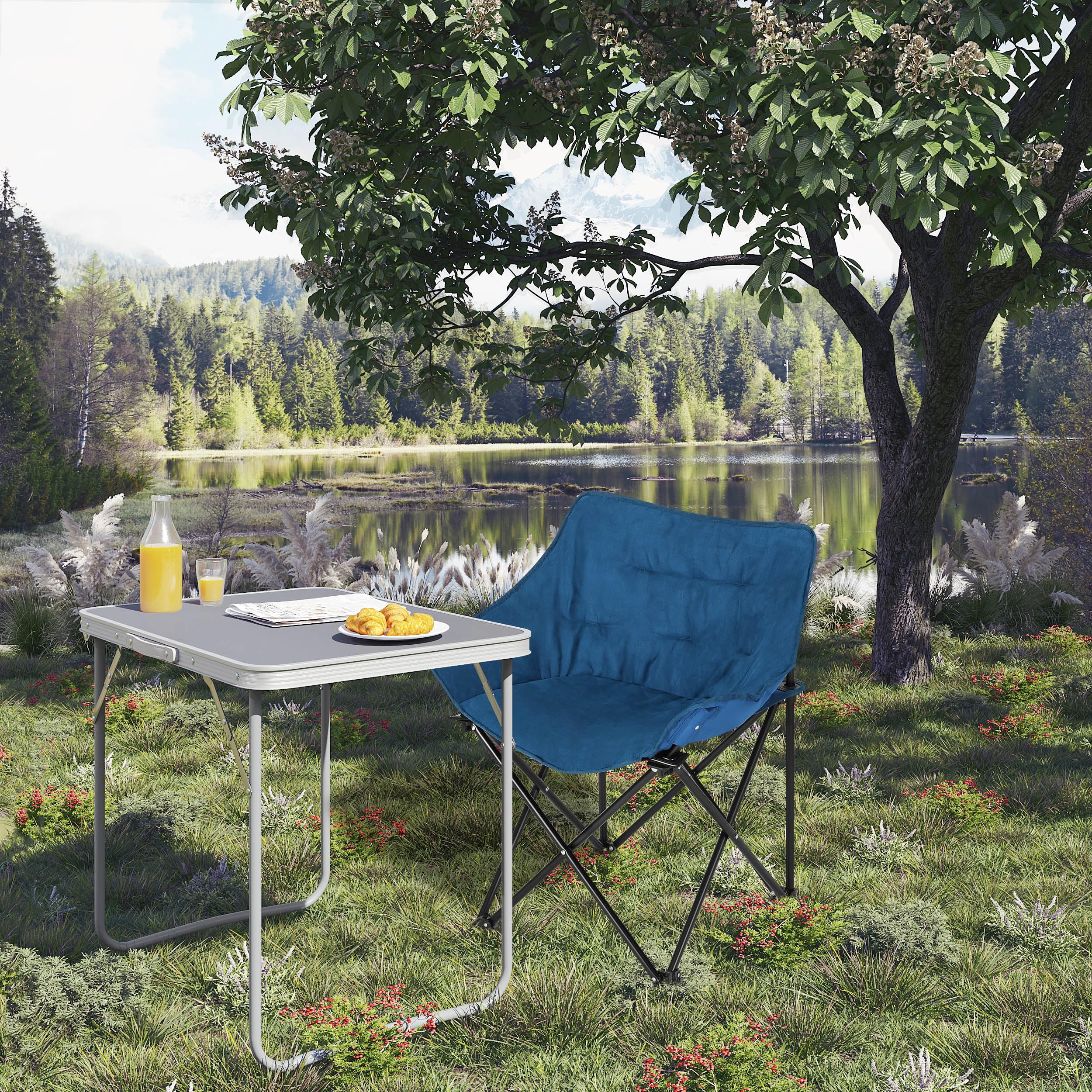 WOLTU Silla Camping Plegable, Portátil y Ligera, Azul