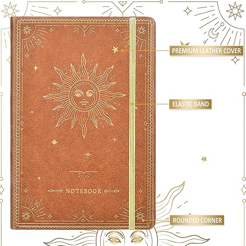 Miniatura 4 de Cuadernodiario a rayas  Cuaderno clásico de piel sintética de papel grueso de alta calidad con bolsillo + separadores de páginas, regalos, bandas,