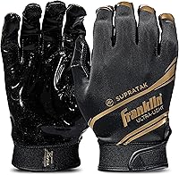 Franklin Sports Supratak Youth Football Receiver Gloves Black/Gold Large - Ultra-Tacky Grip SFIA Certified