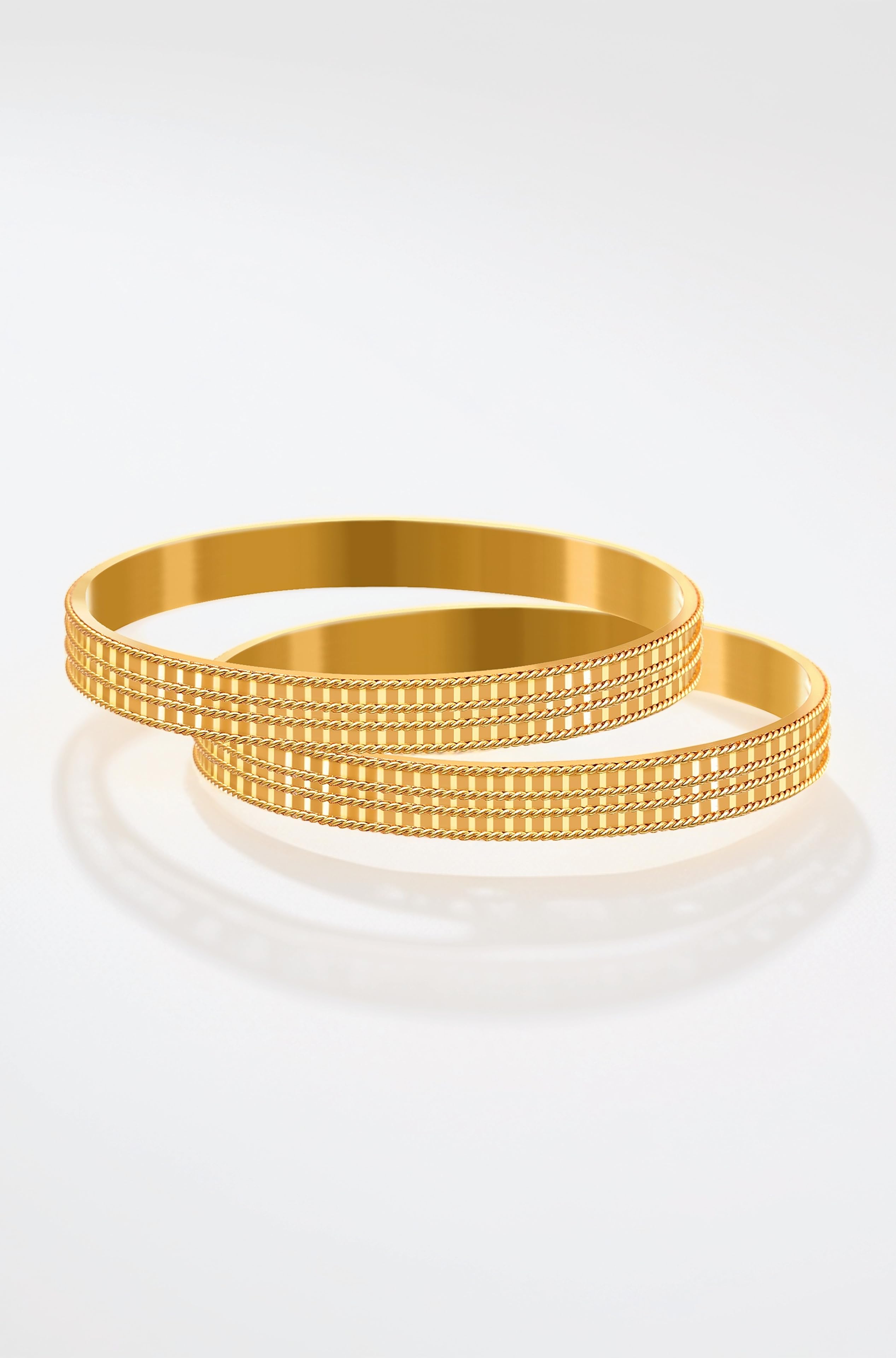 JFL - Jewellery for Less Golden One Gram Gold Plated Bangle Set For Women