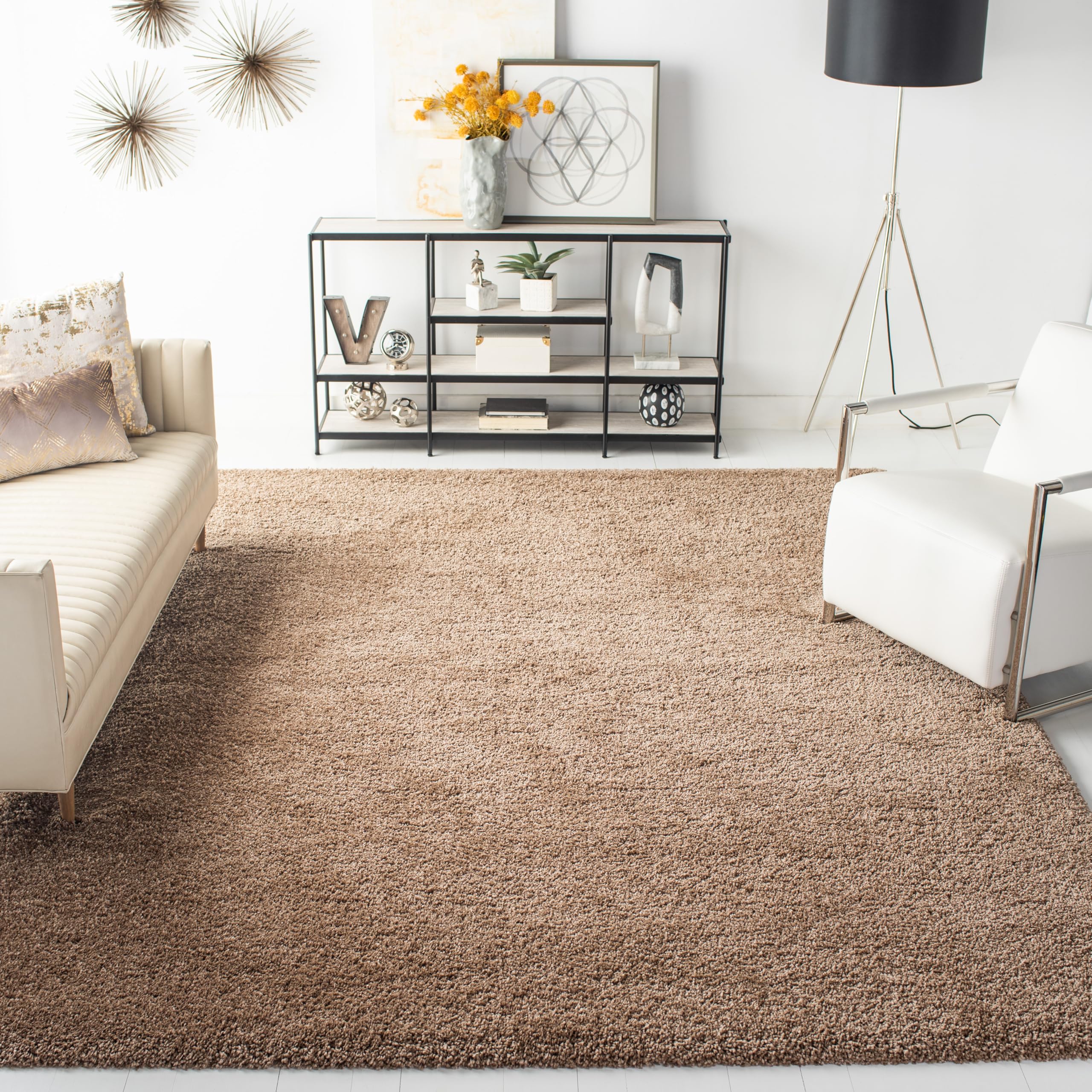 SAFAVIEH Milan Shag Collection Area Rug - 11' x 16', Dark Beige, Solid Design, Non-Shedding & Easy to Clean, Plush Thick Pile, Ideal for Living Room,