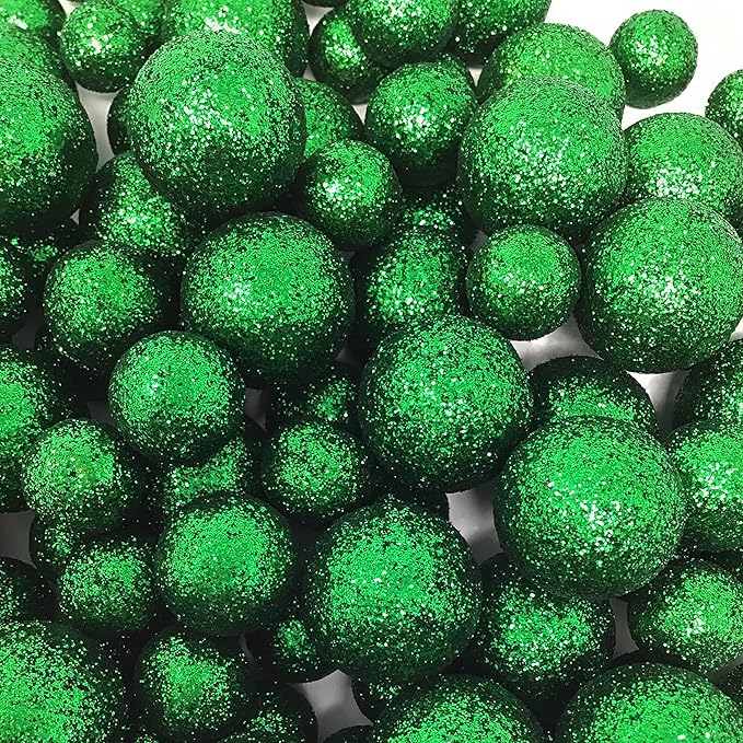 BANBERRY DESIGNS Green Glittered Foam Balls About 500