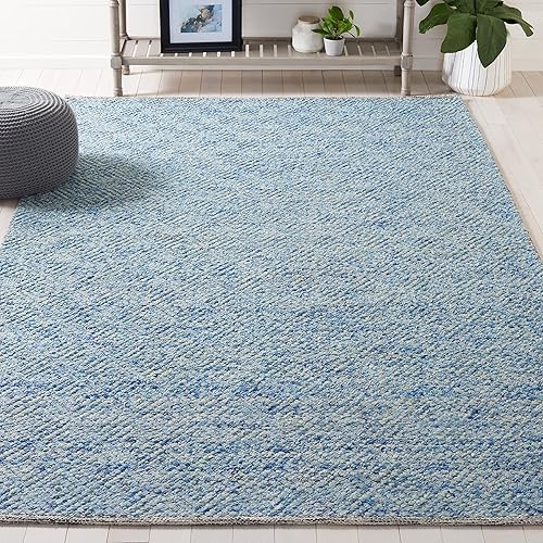 Miniatura 2 de SAFAVIEH Natura Collection - Alfombra de área de 8 x 10 pies, azul, lana hecha a mano, ideal para zonas de alto tráfico en sala de estar, dormitorio
