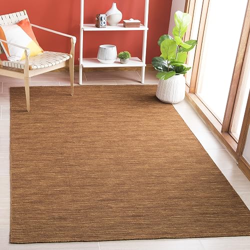 SAFAVIEH Kilim Collection Accent Rug - 4' x 6', Brown, Handmade Casual Solid Wool, Ideal for High Traffic Areas in Entry