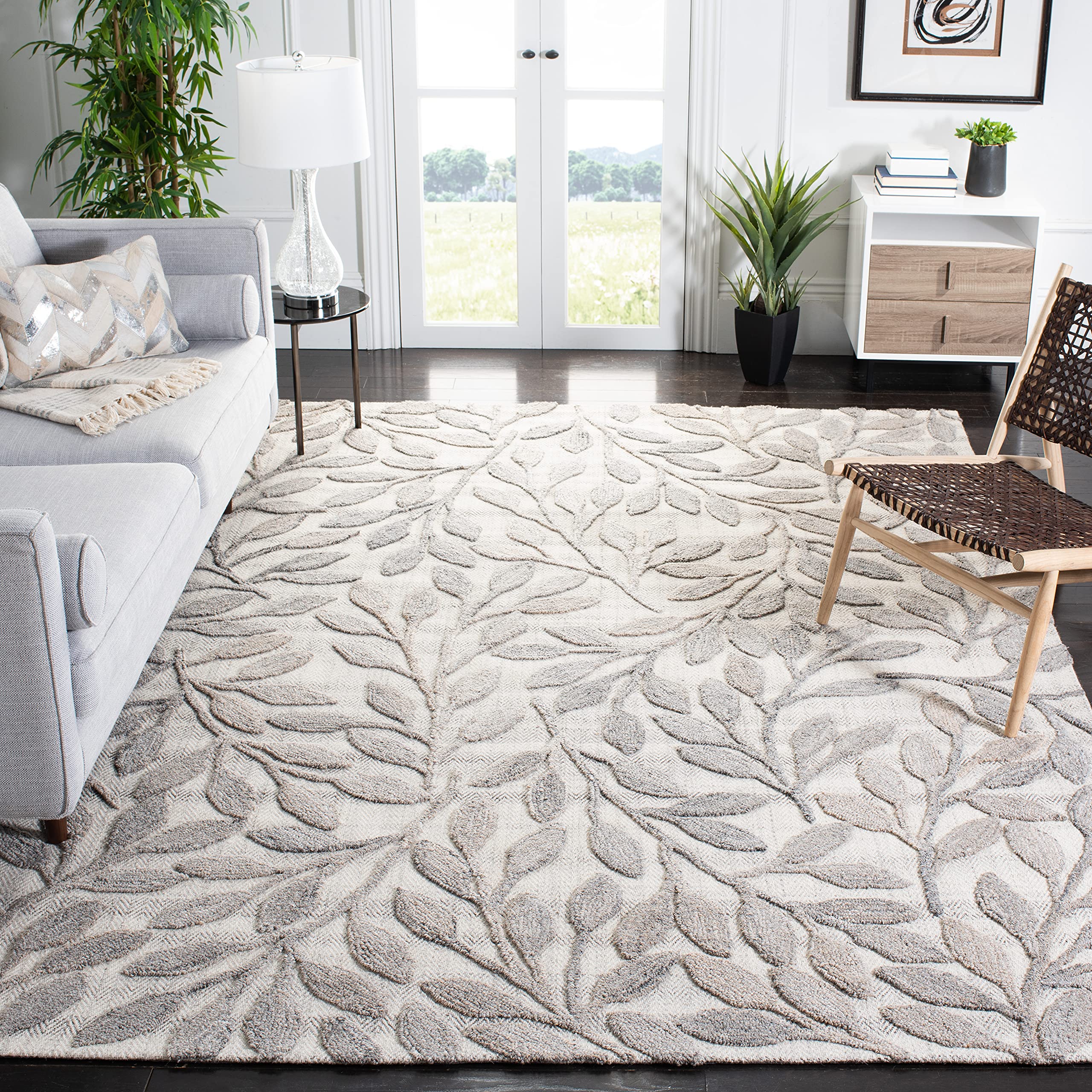 SAFAVIEH South Hampton Collection 8' x 10' Beige SHA302B Handmade Botanical Wool Area Rug