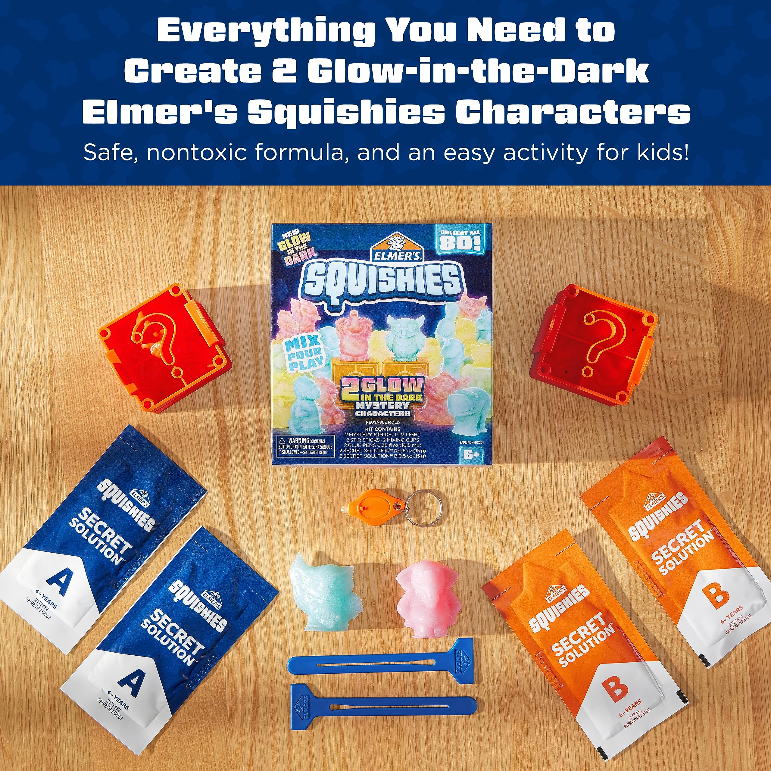 Elmers Squishies Kids DIY Activity Kit, Glow In The Dark
