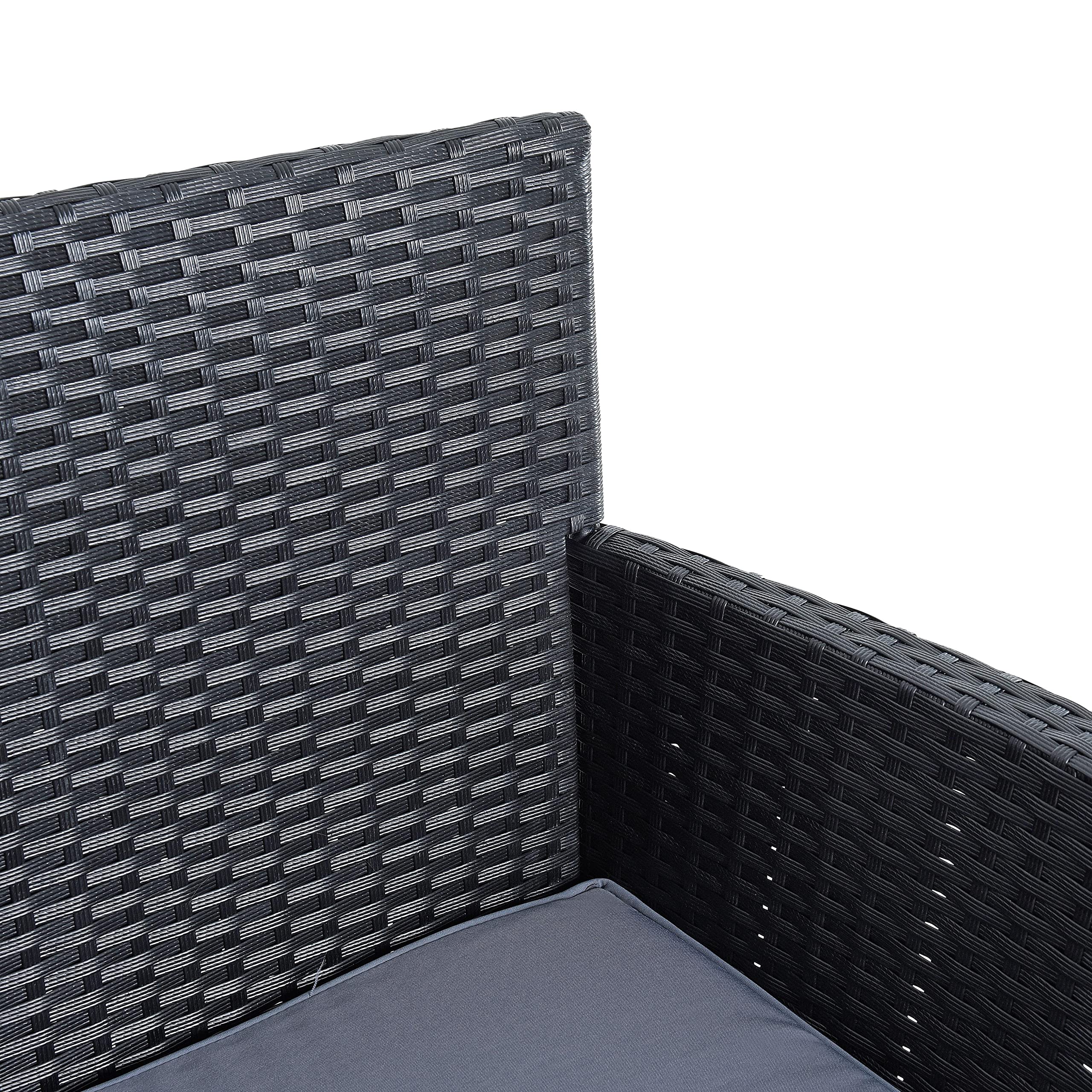 ESTEXO Polyrattan Gartenbank Bank Sitzbank 2-Sitzer Rattan Gartenmöbel Set Gartenset Balkonmöbel Sitzgarnitur Schwarz