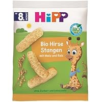 HiPP Bio Hirse Stangen (7 x 30g), Babysnack ab 8. Monat, ohne Zuckerzusatz, glutenfrei, in bester Bio-Qualität