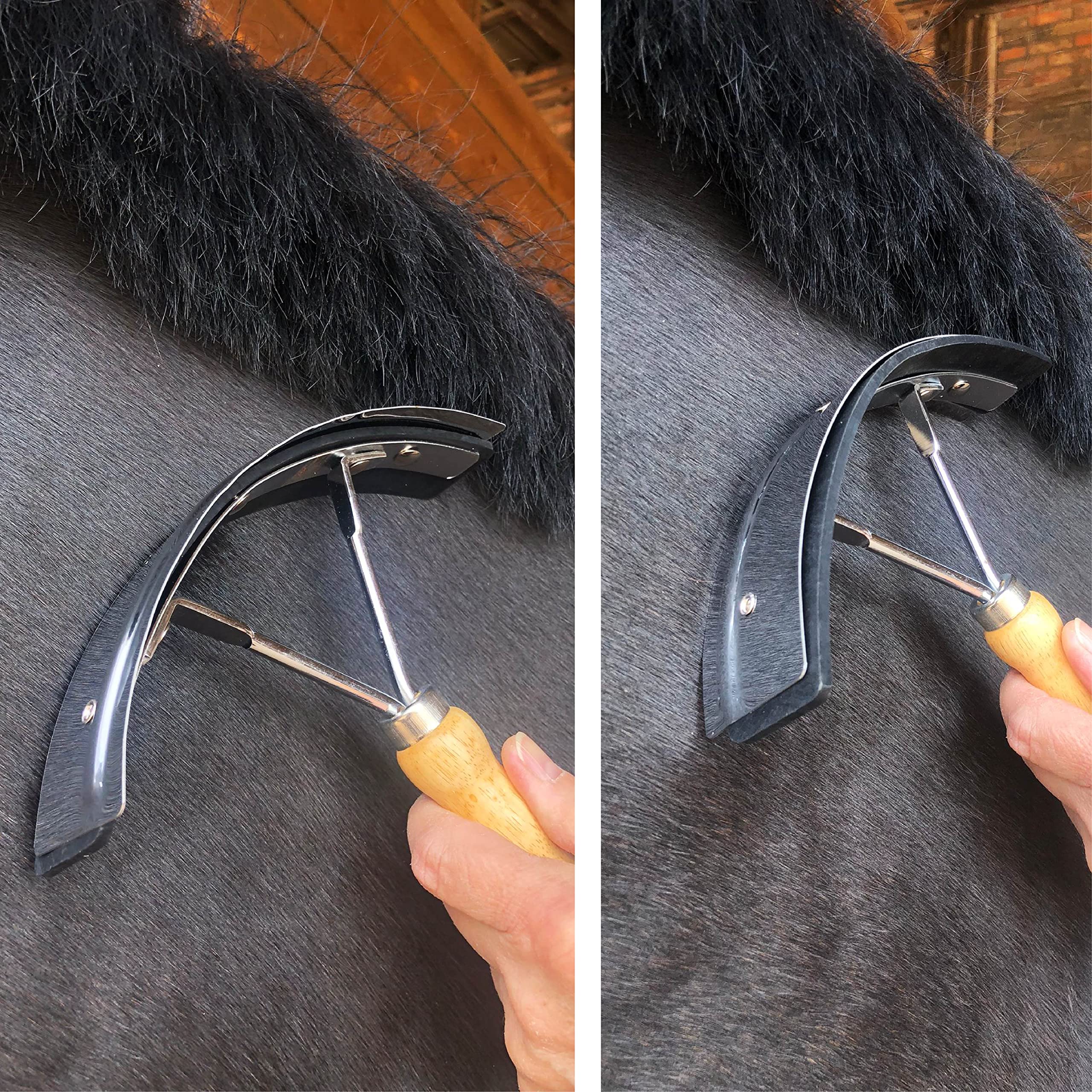 Pferdelinis Couteau à souder en Acier Inoxydable avec poignée en Bois pour Cheval et raclette 2 en 1