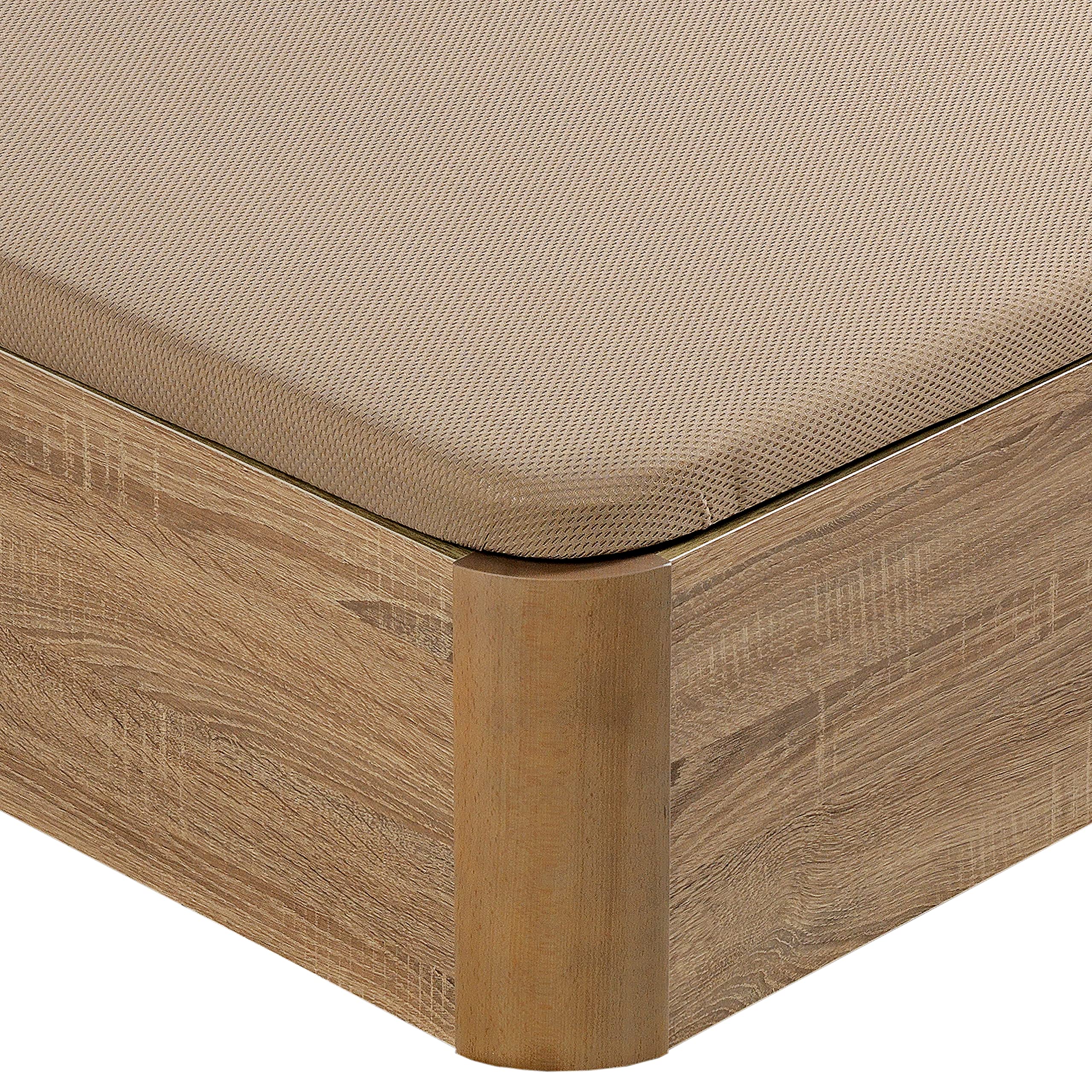 What The Sleep | Canapé Abatible de Madera Gran Capacidad | 135x190 | Montaje y Retirada Usado Incluido | Natural | 32 cm | Apto Todos Colchones | Esquinas Delanteras Redondeadas | Storage Bed