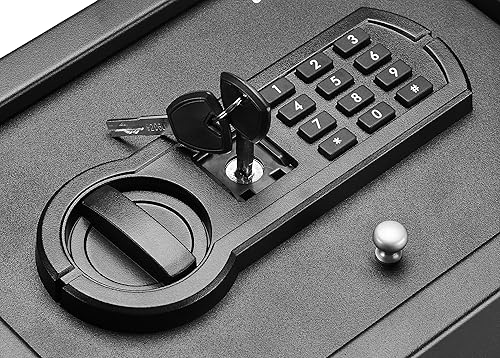 Miniatura 29 de Yaxa Basics Caja fuerte de seguridad de acero con teclado electrónico, para efectivo, joyas, documentos, negro, 0.5 pies cúbicos, 13.8 pulgadas