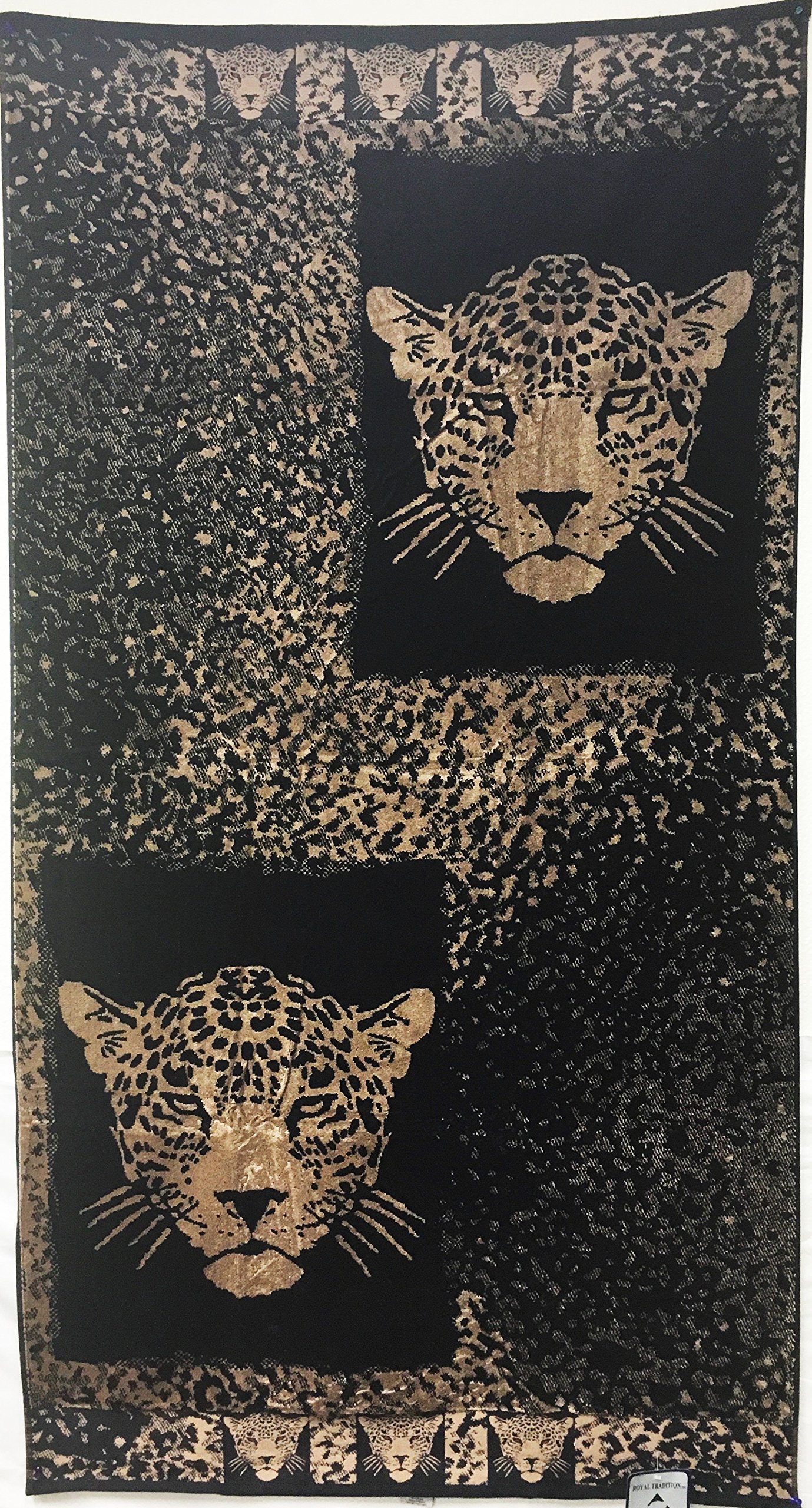 Royal Tradition Tiger Cotton Velour Jacquard Oversized Beach Towel