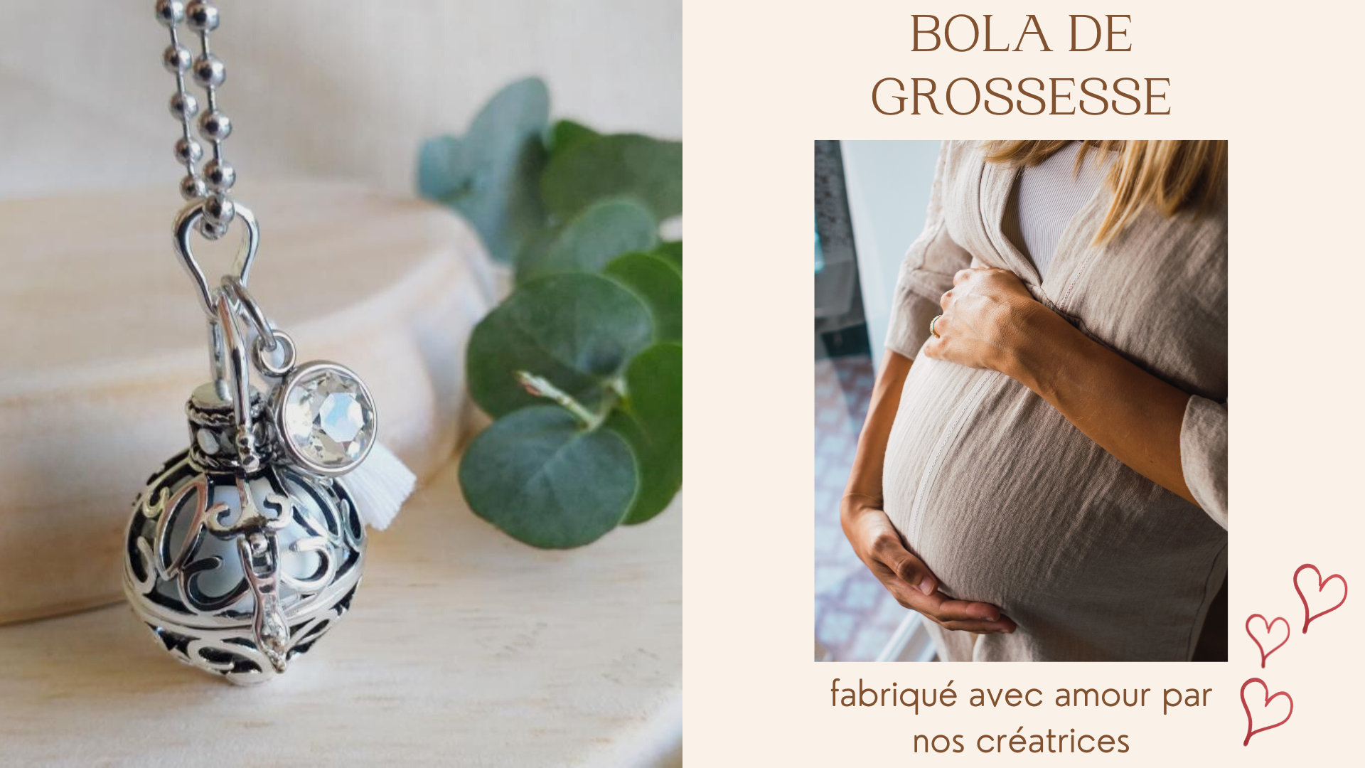Bola De Grossesse Argenté Avec Chaine Réglable - Modèle BUNGA - Bille Sonore Rose - Bijou Personnalisable Grossesse