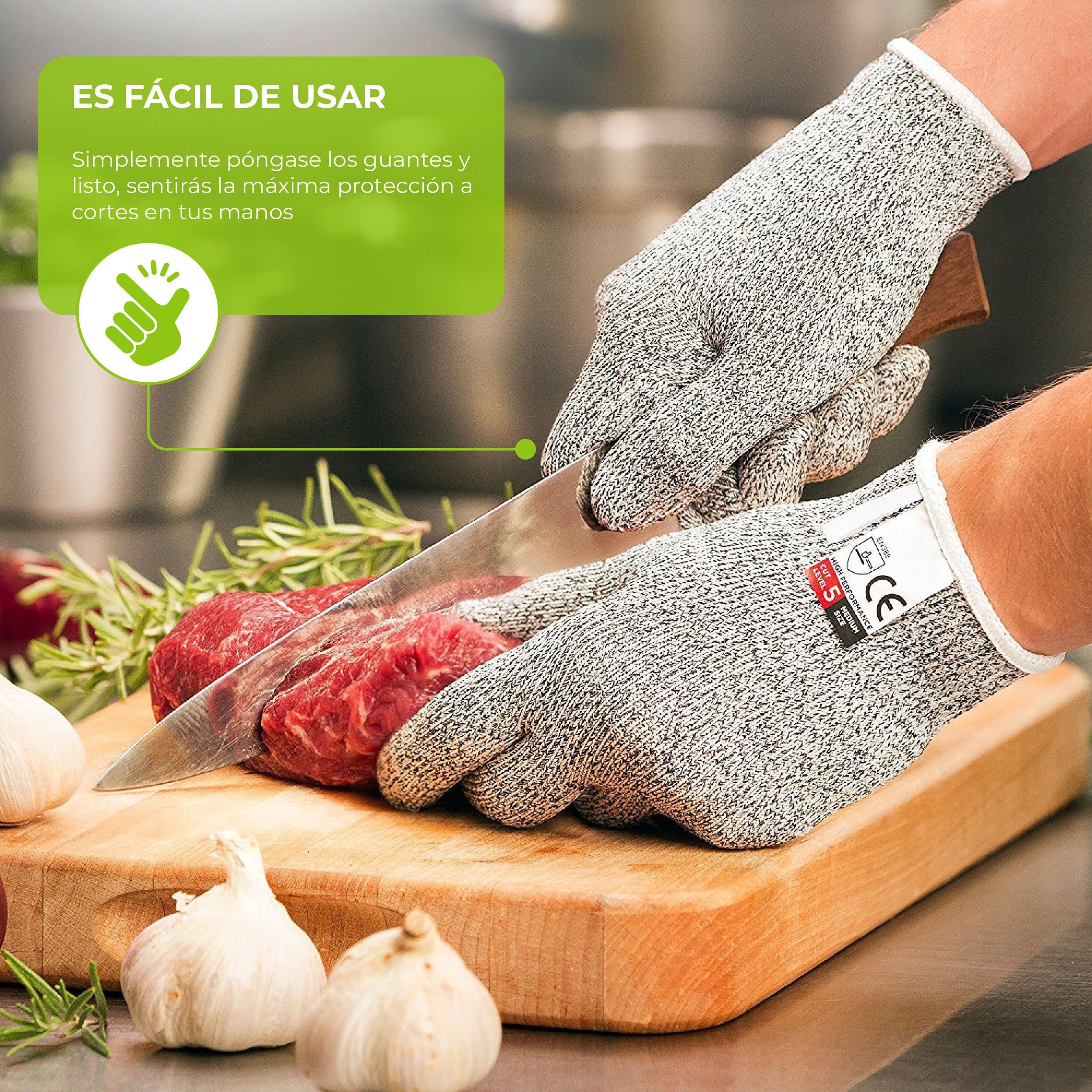 OnlyBP® Gants de protection anti-coupe (1 paire) - Gants résistants aux coupures Niveau 5 (M) Gris