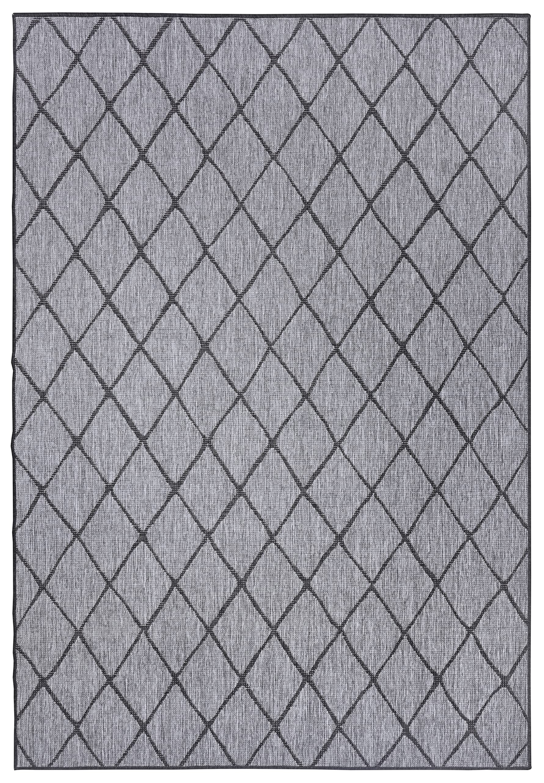 NORTHRUGS In- und Outdoor Teppich Malaga 120x170cm - Wendeteppich Wetterfest Modernes Geometrisches Muster für Balkon Terrasse Garten Wintergarten Küche Wohnzimmerteppich Wasserfest in Night Silver