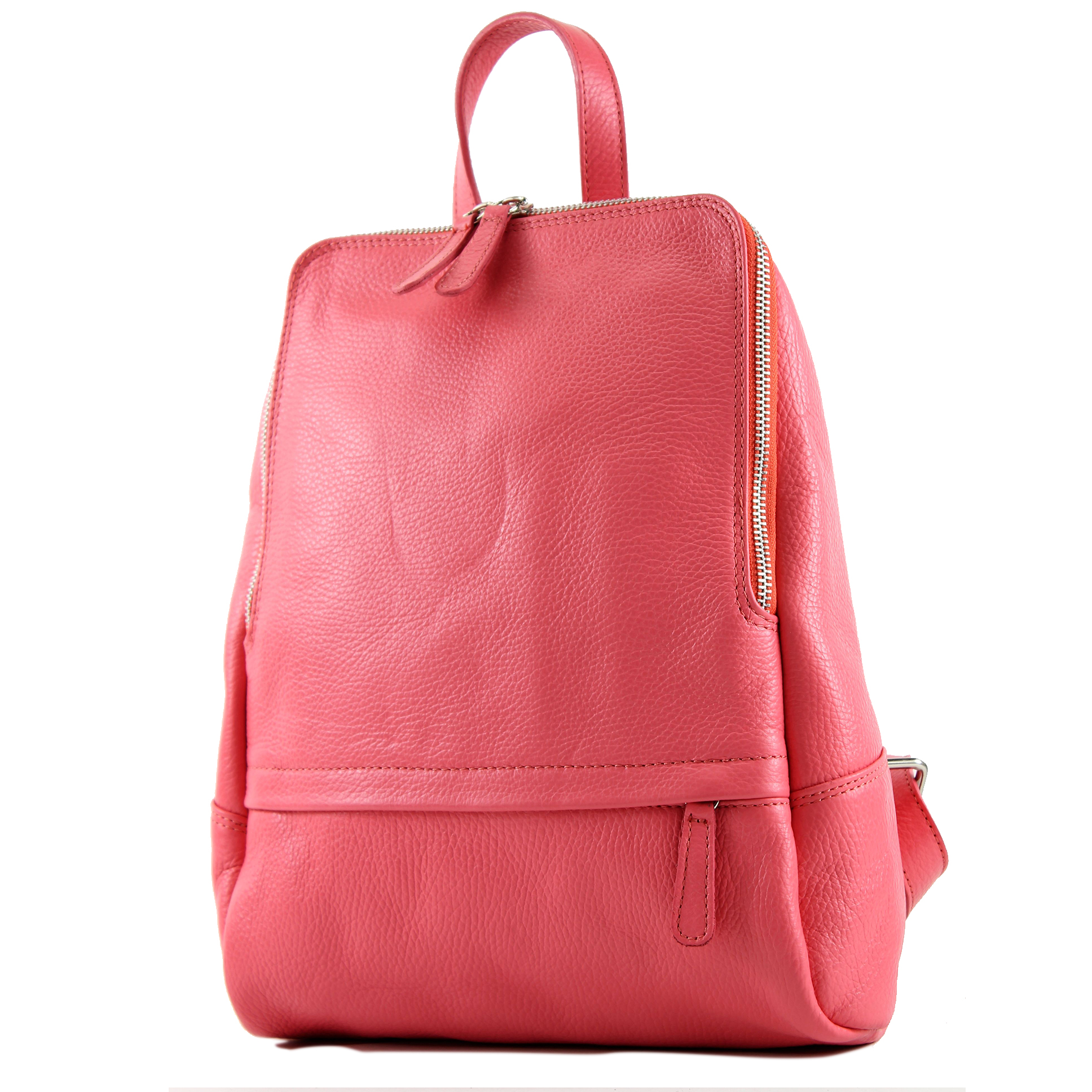 - T138 - Ital Ladies Leather Backpack Bag Cognac :^) Italian Leather Convertible Backpack in Cognac main image 3