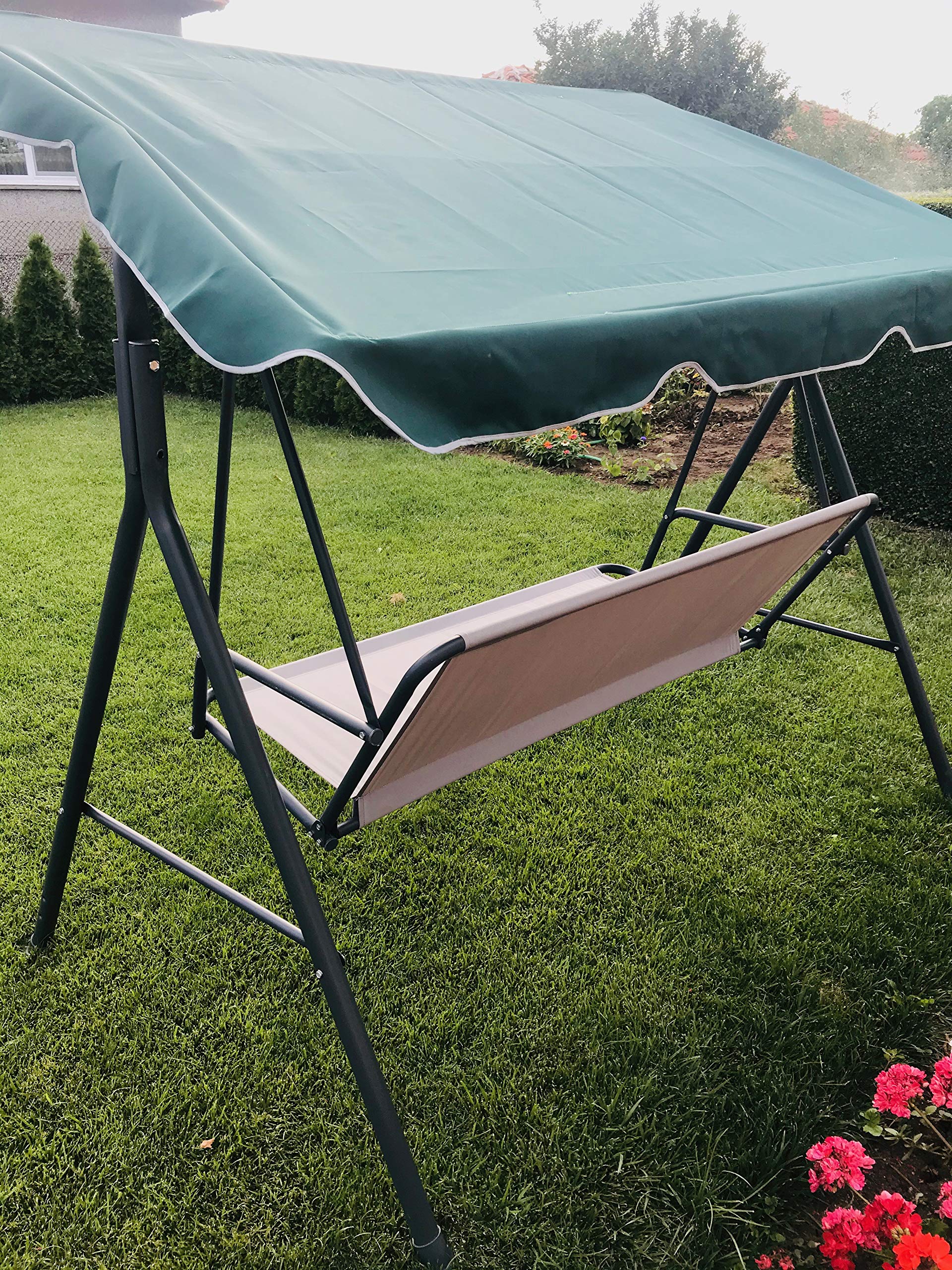 GRADINA Toldo de repuesto para asiento de columpio de 2 y 3 plazas, cubierta de hamaca, parte superior de jardín, muebles de exterior, silla de columpio (120 cm x 200 cm, verde)