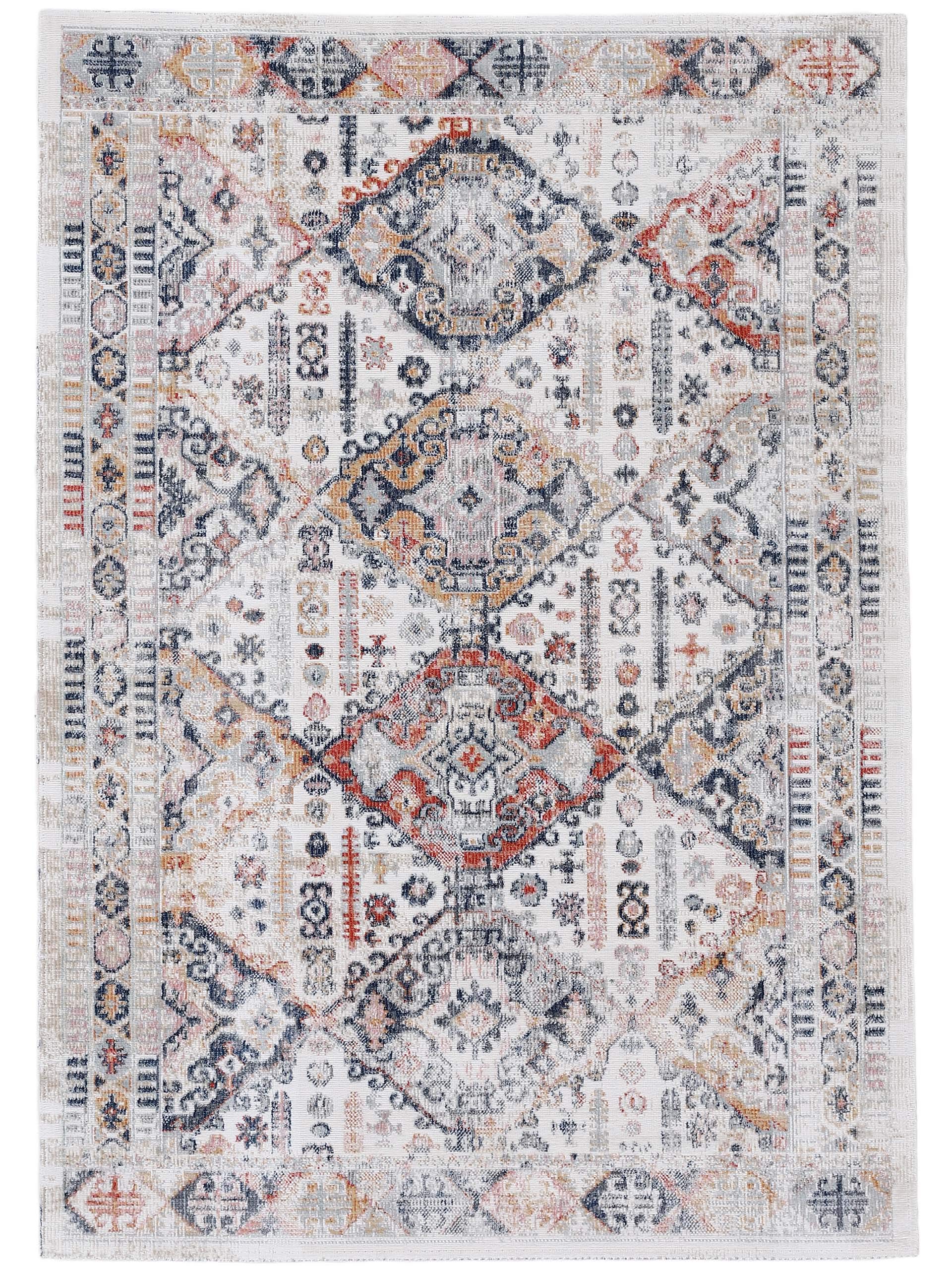 carpetfine Flachgewebeteppich Omen Creme 120x170 cm | Moderner Teppich für Wohn- und Schlafzimmer