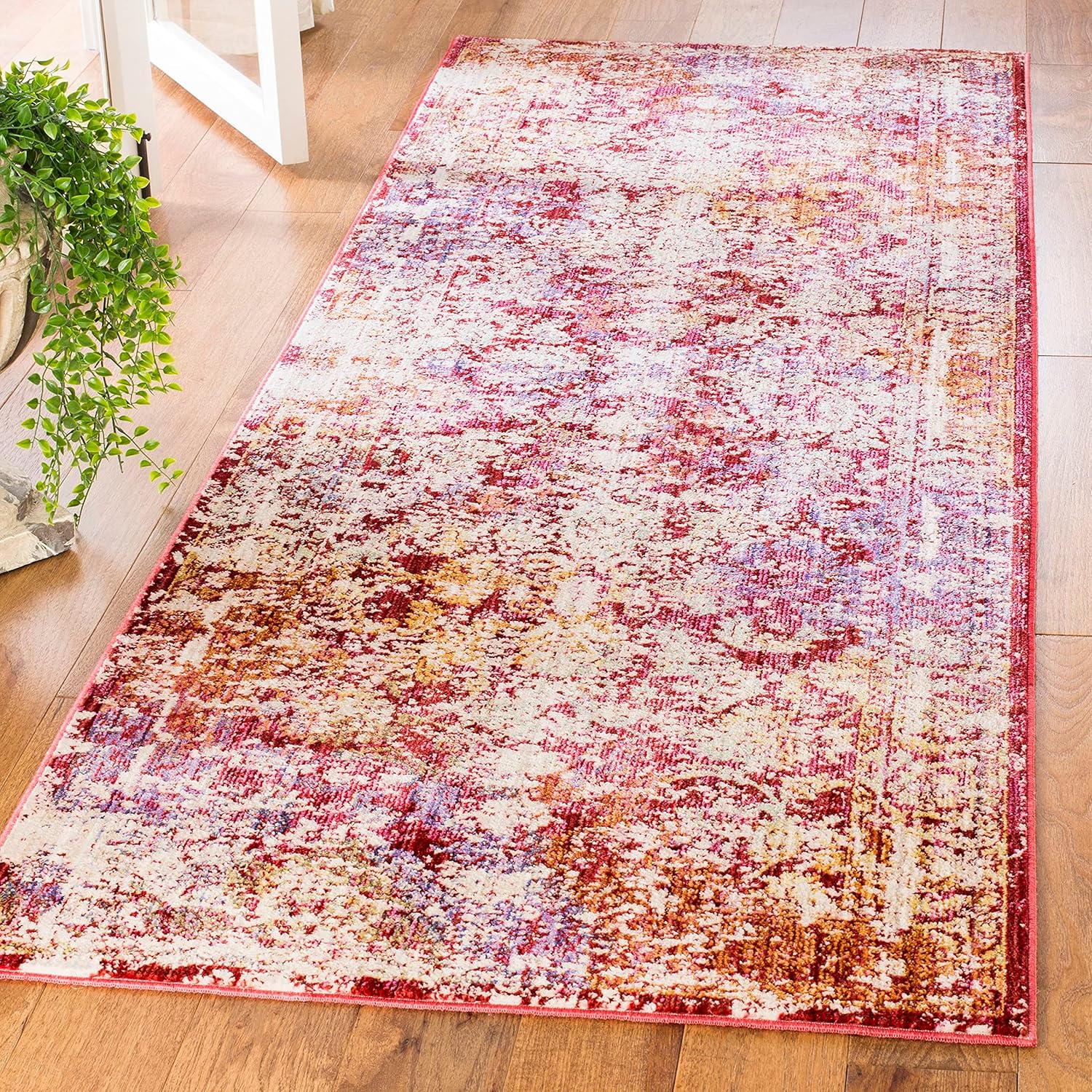 SAFAVIEH Sutton Collection Runner Rug - 2'9" x 10', Lavender & Ivory, Boho Chic Distressed Design, Non-Shedding & Easy Care, Ideal for High Traffic Areas in Living Room, Bedroom (SUT403F)